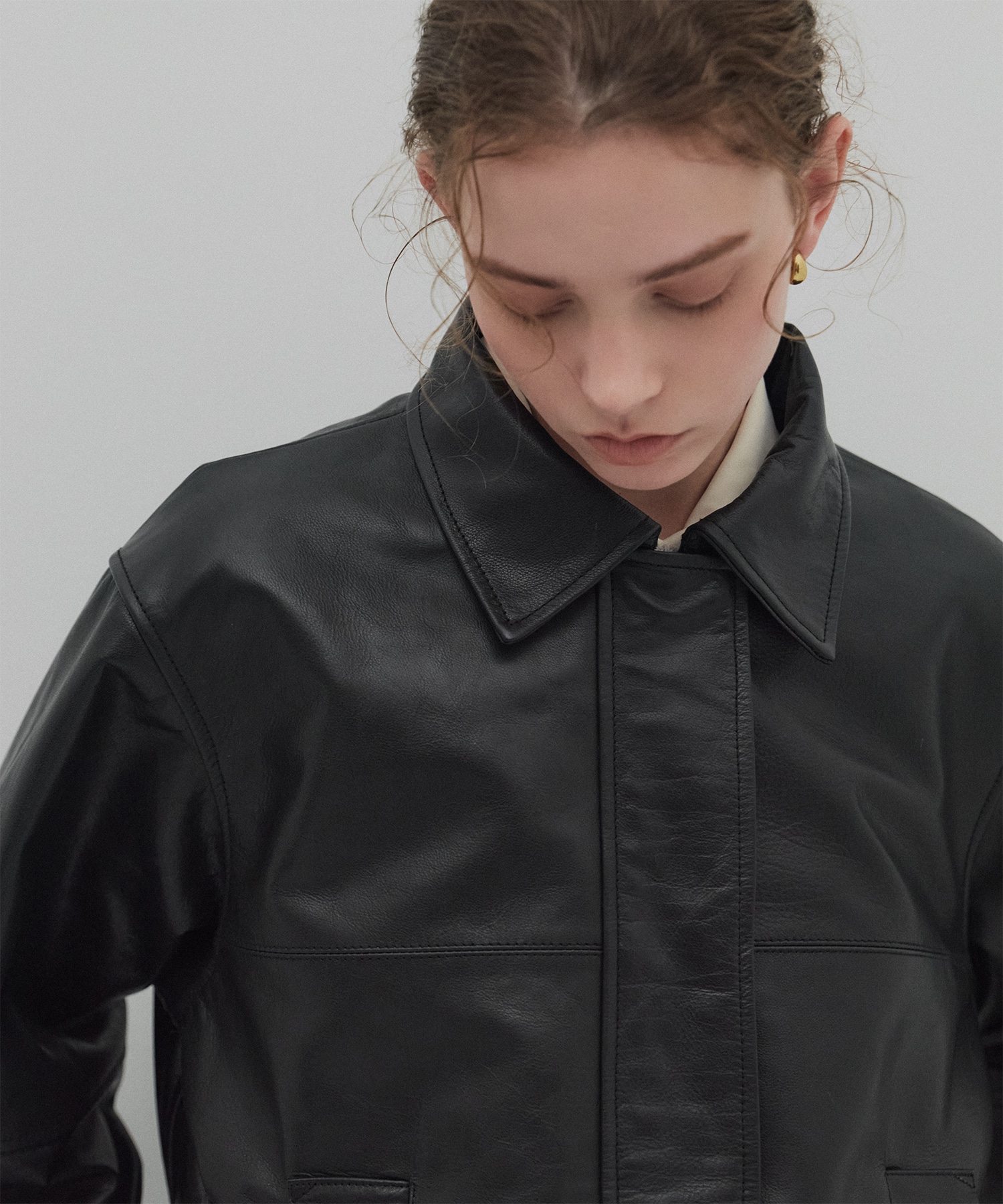 カーフレザーボクシージャケット