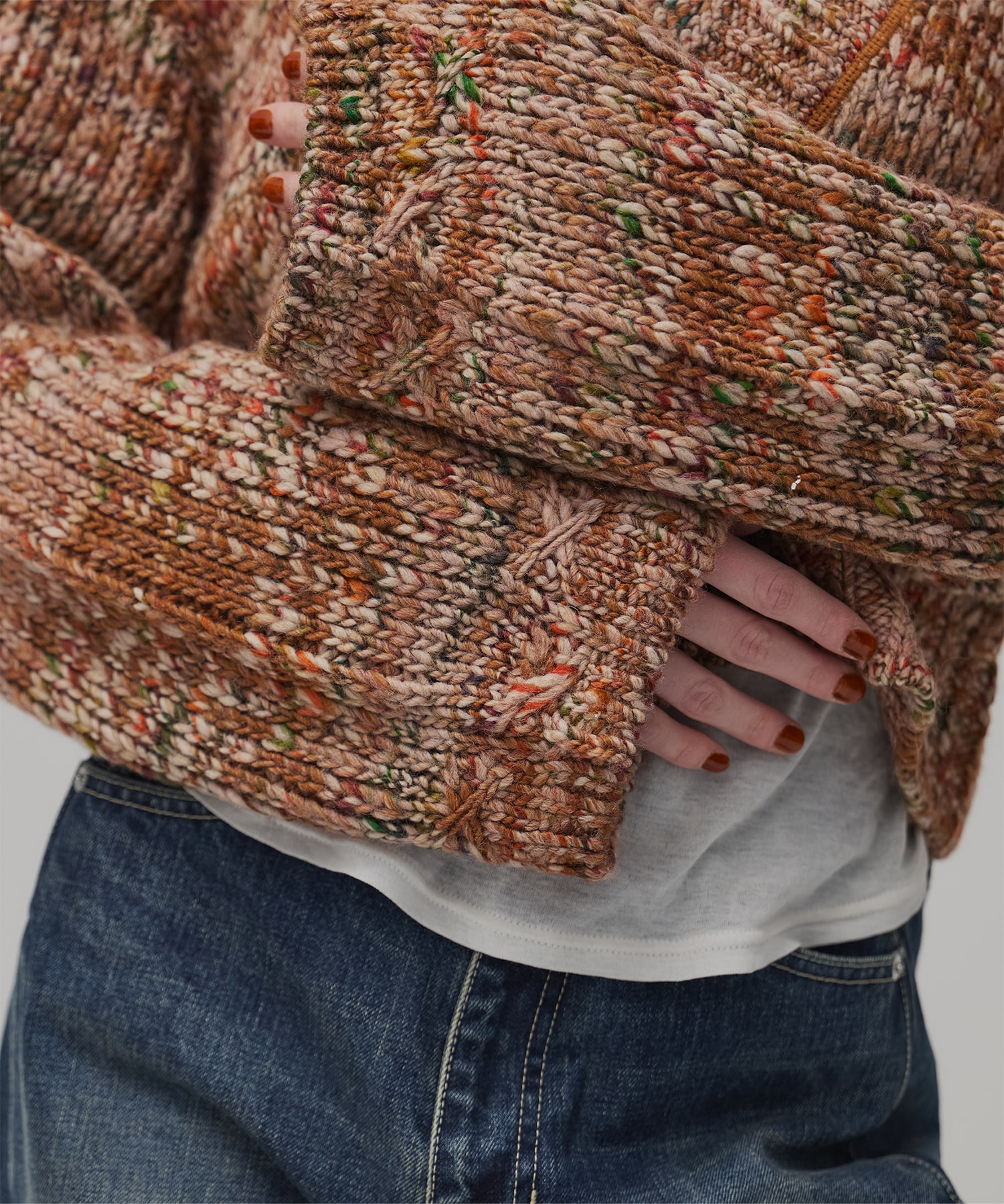 ミックスカラーVネックニット