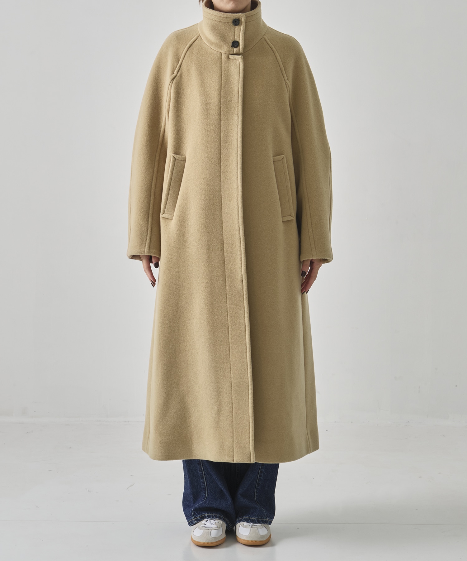 ツイードスタンドカラーコート
