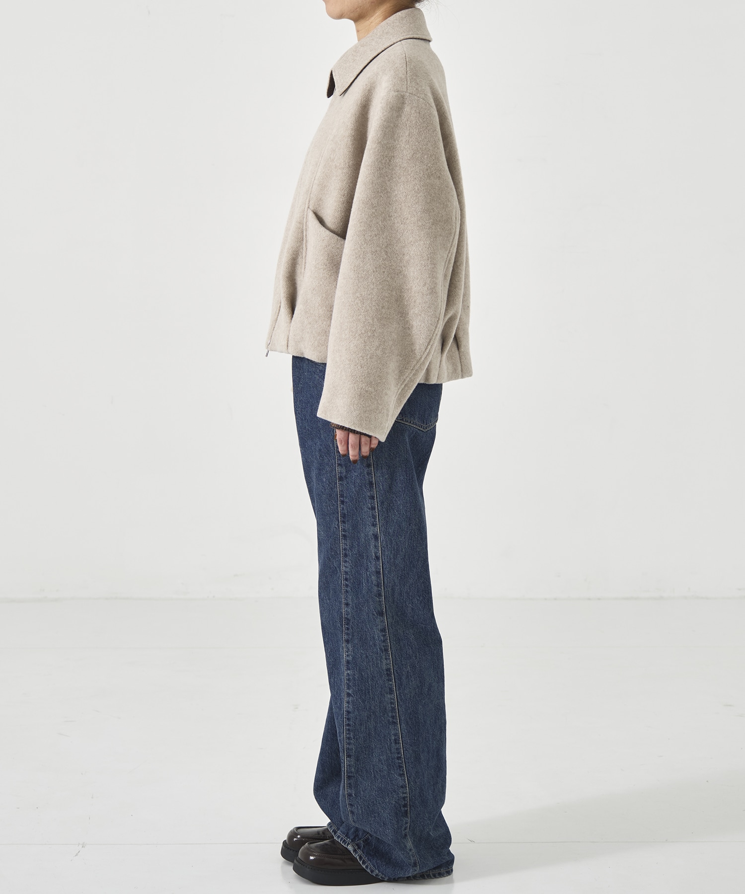 【再入荷】ウールジップタックショートコート