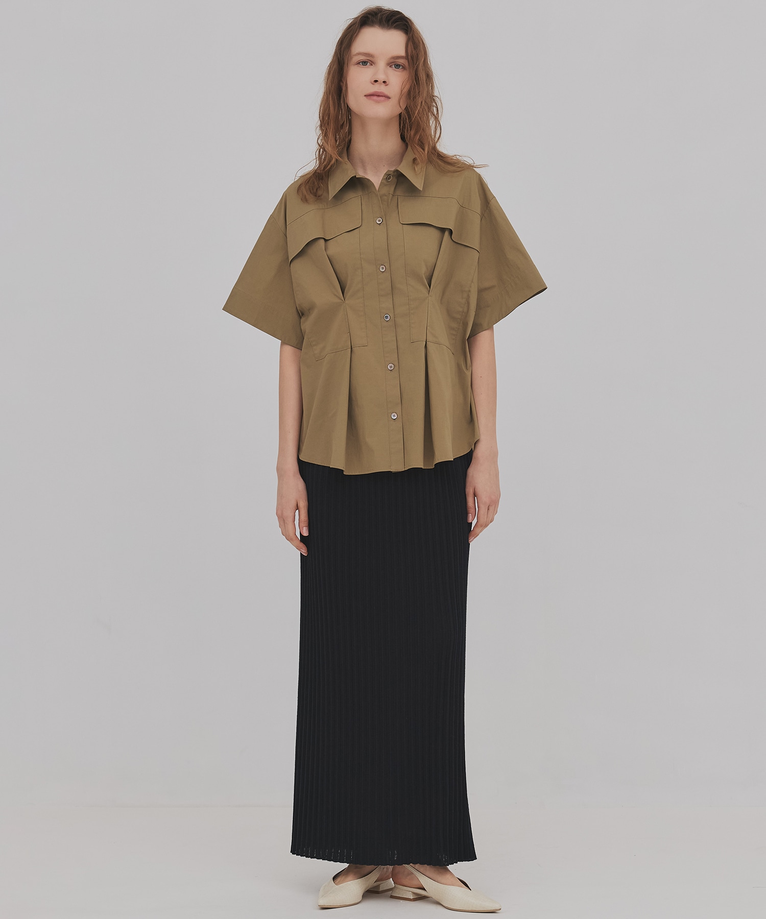 プリーツリブニットタイトスカート