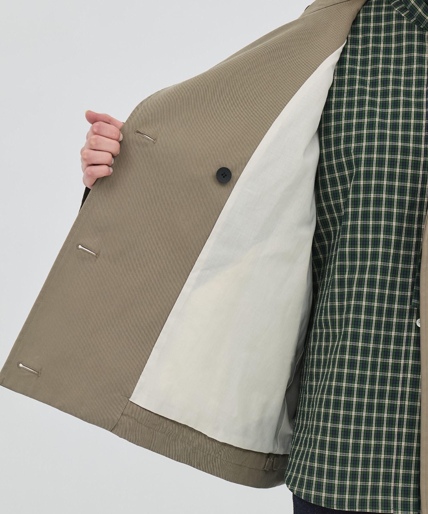 【再入荷】ファンネルネックショートトレンチコート