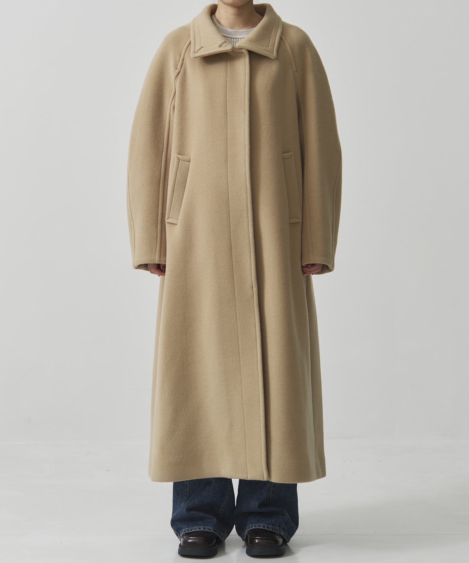 ツイードスタンドカラーコート