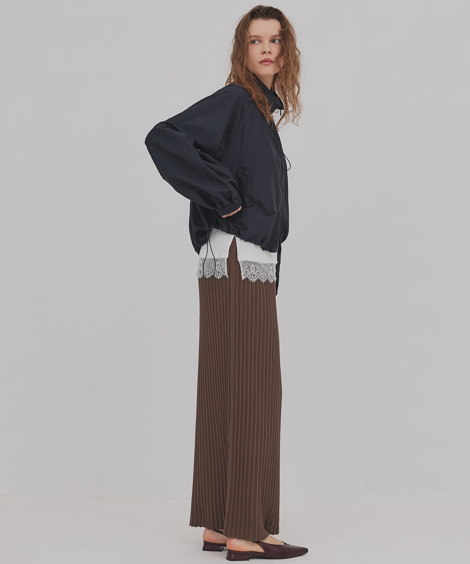 プリーツリブニットタイトスカート