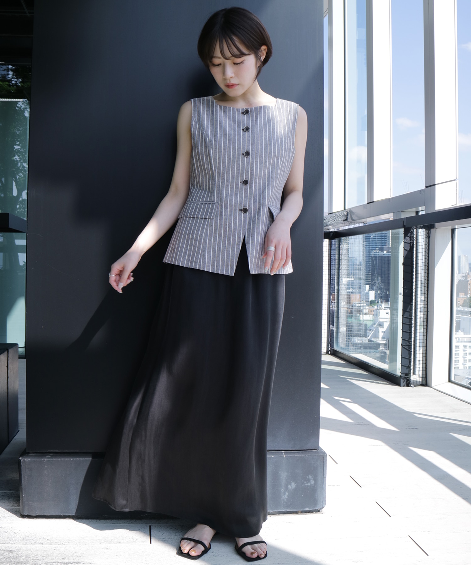 【大好評再入荷】コットンリネンベストトップス