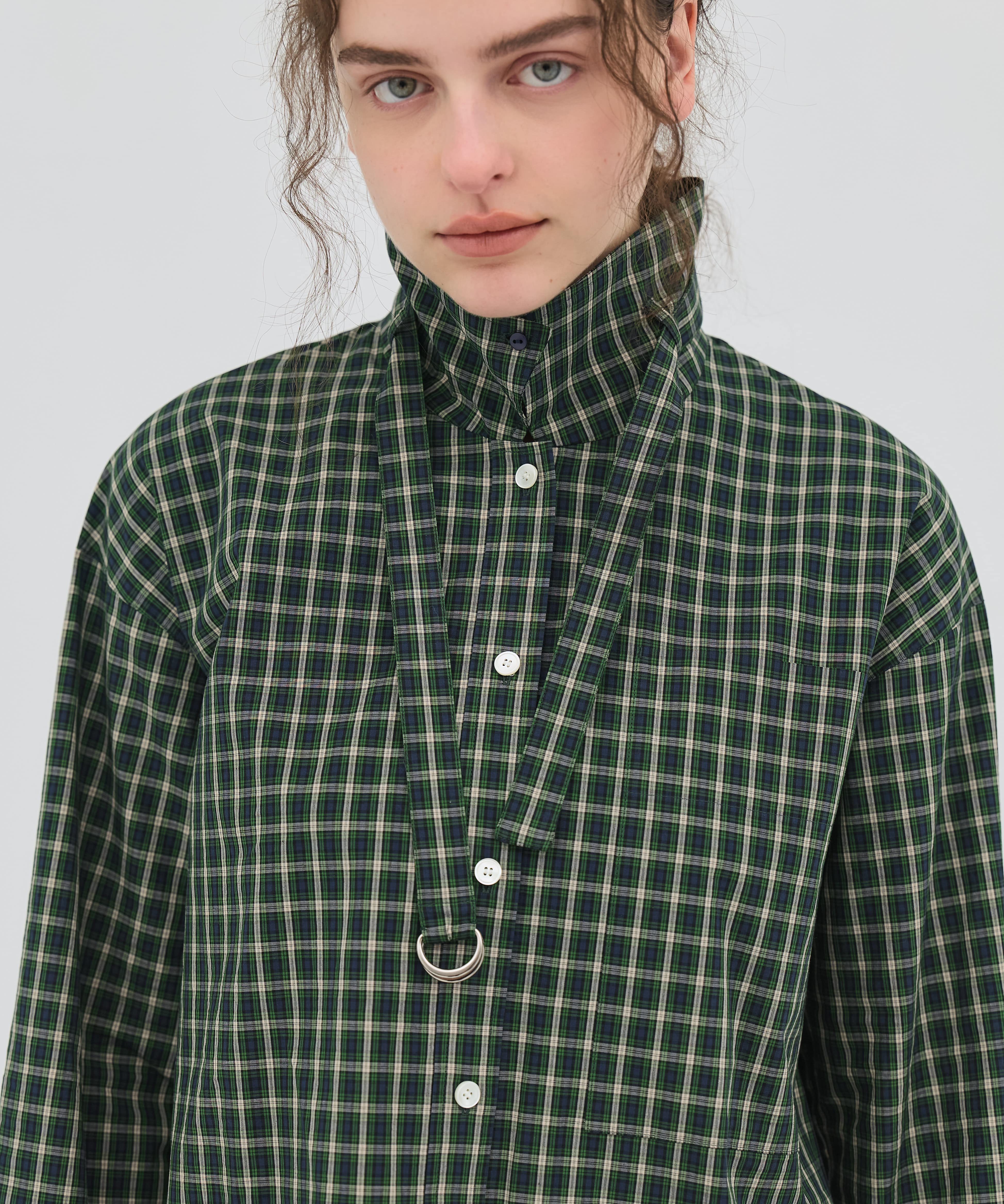 ミニチェックスタンドカラーシャツ