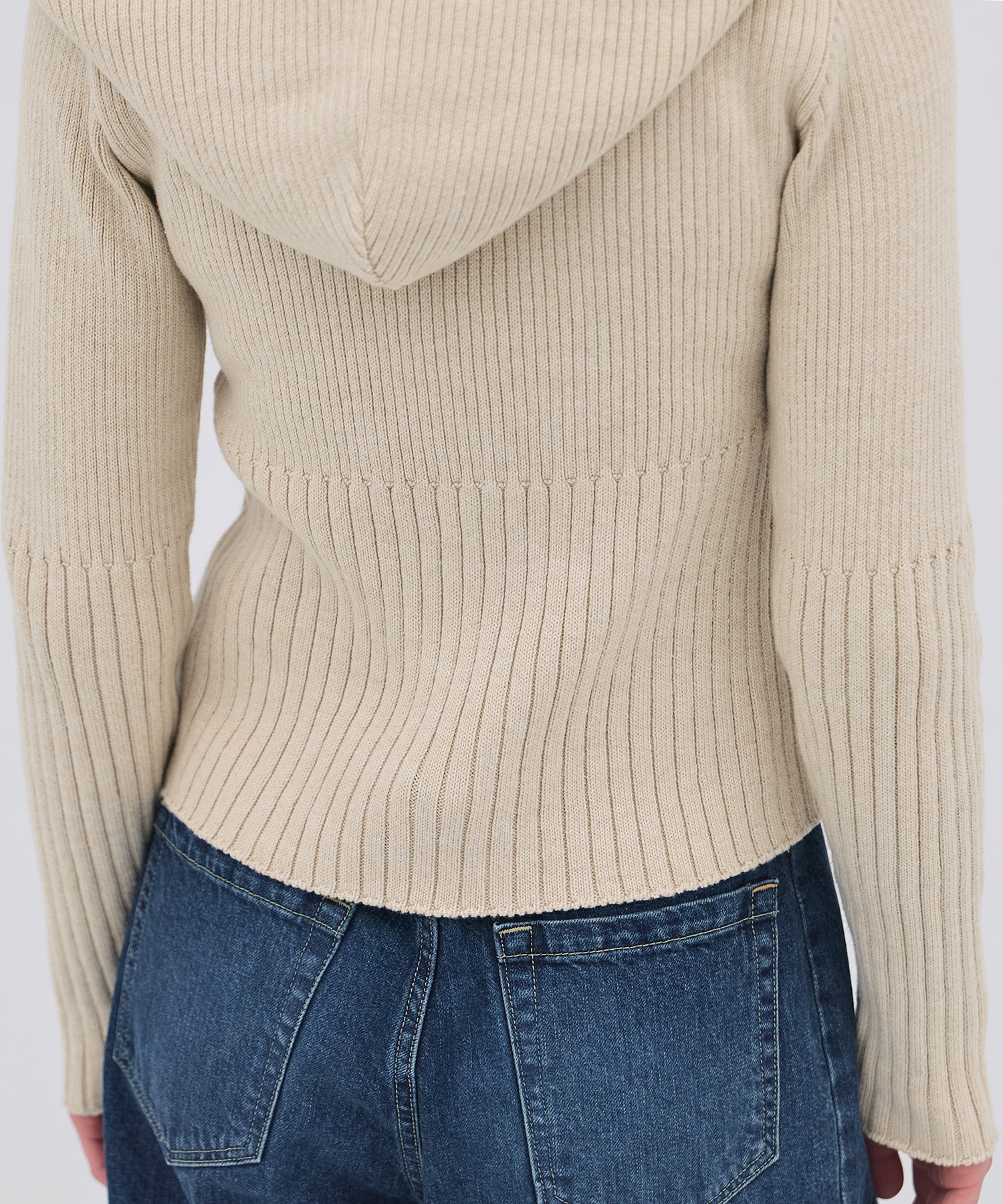 リブニットジップフーディ