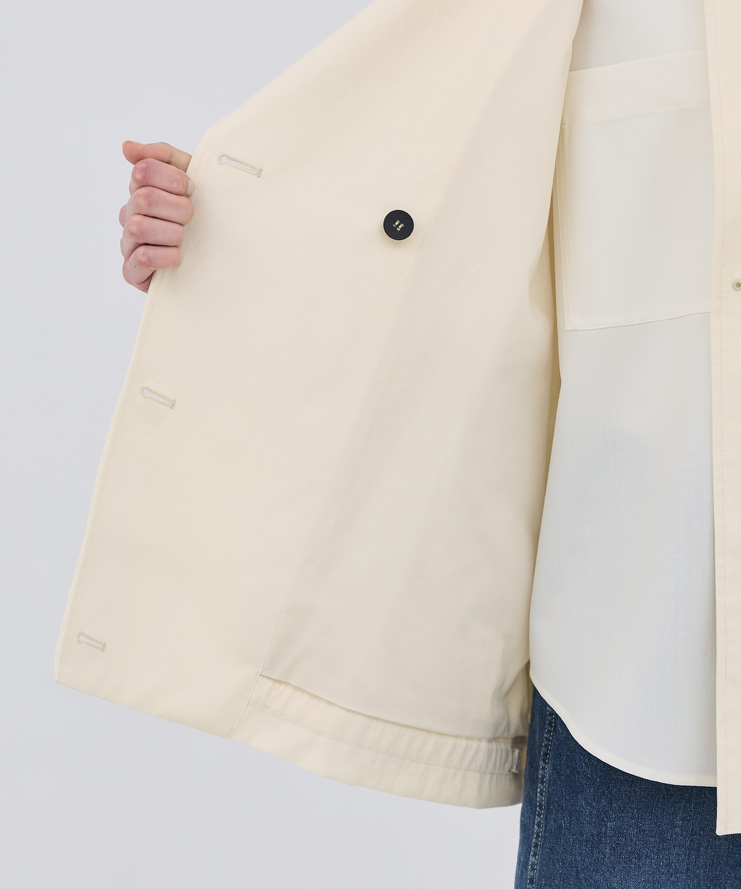 ファンネルネックショートトレンチコート