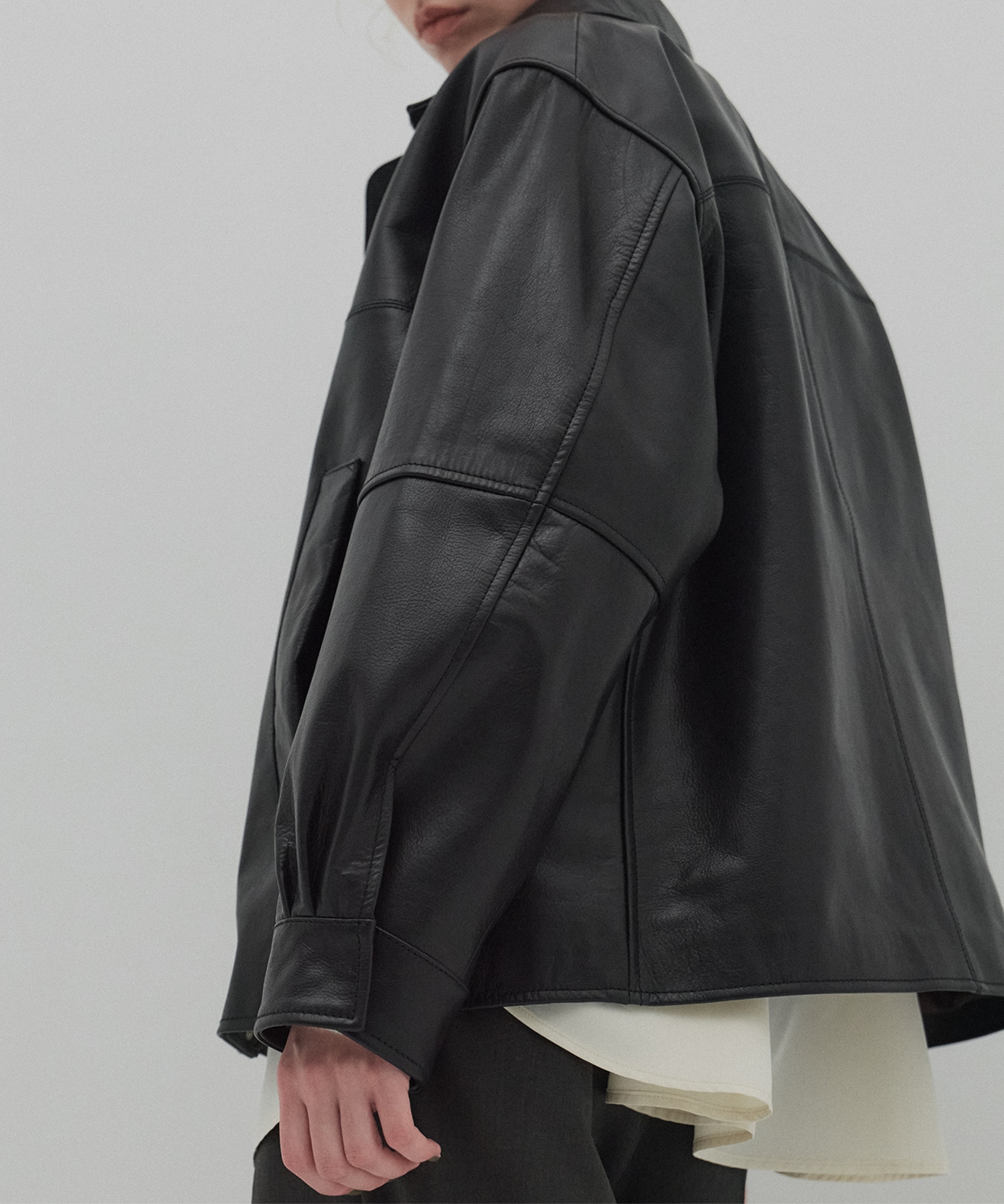 カーフレザーボクシージャケット