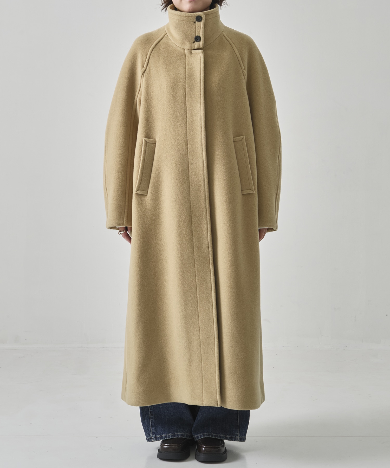 ツイードスタンドカラーコート