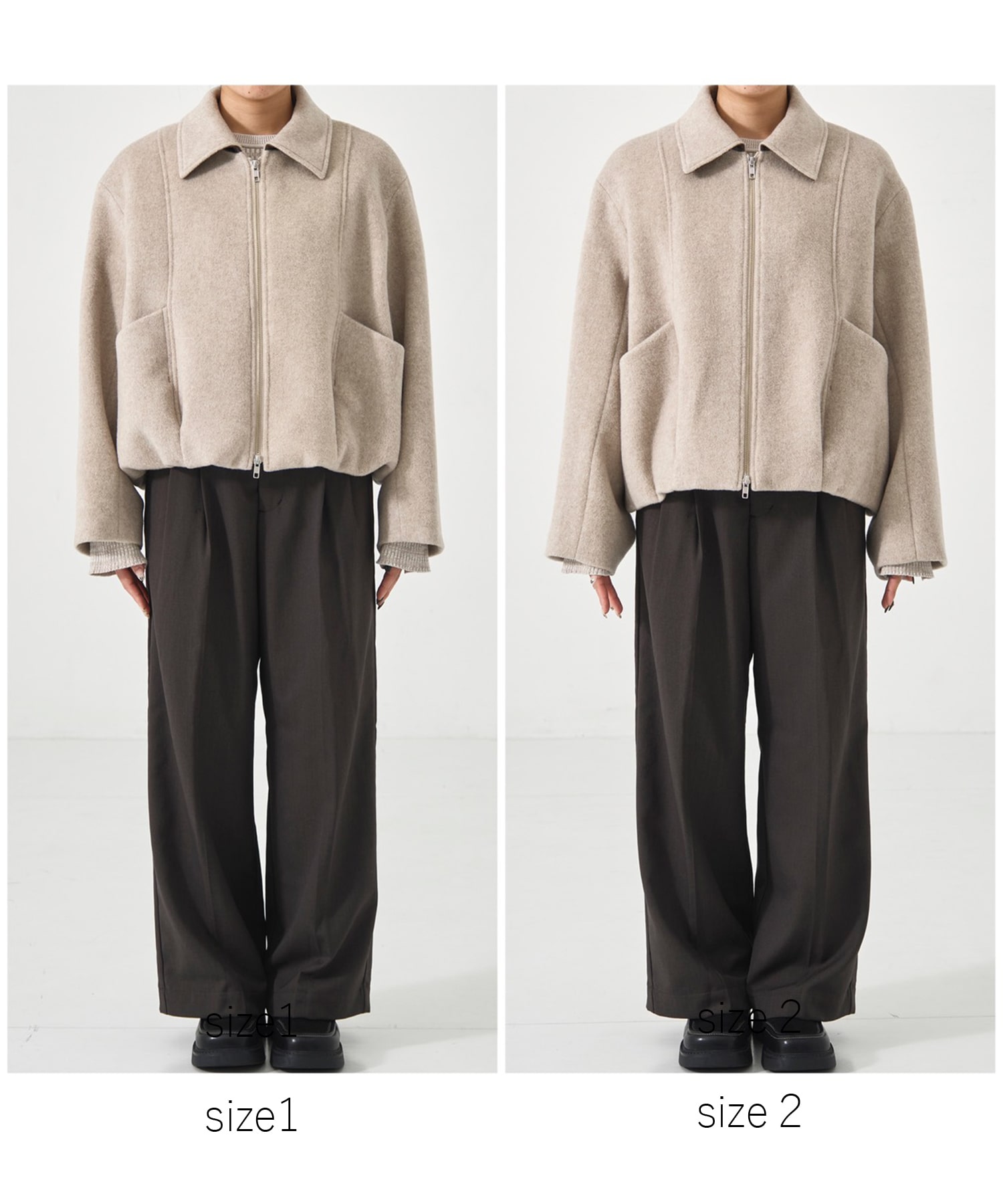 【再入荷】ウールジップタックショートコート