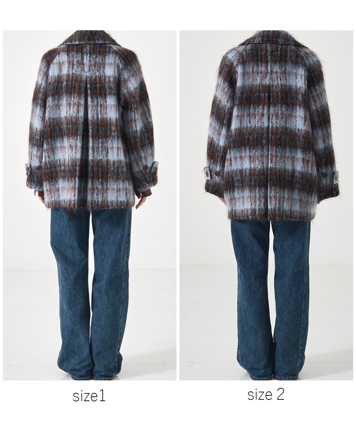 ワイドラペルチェックコート