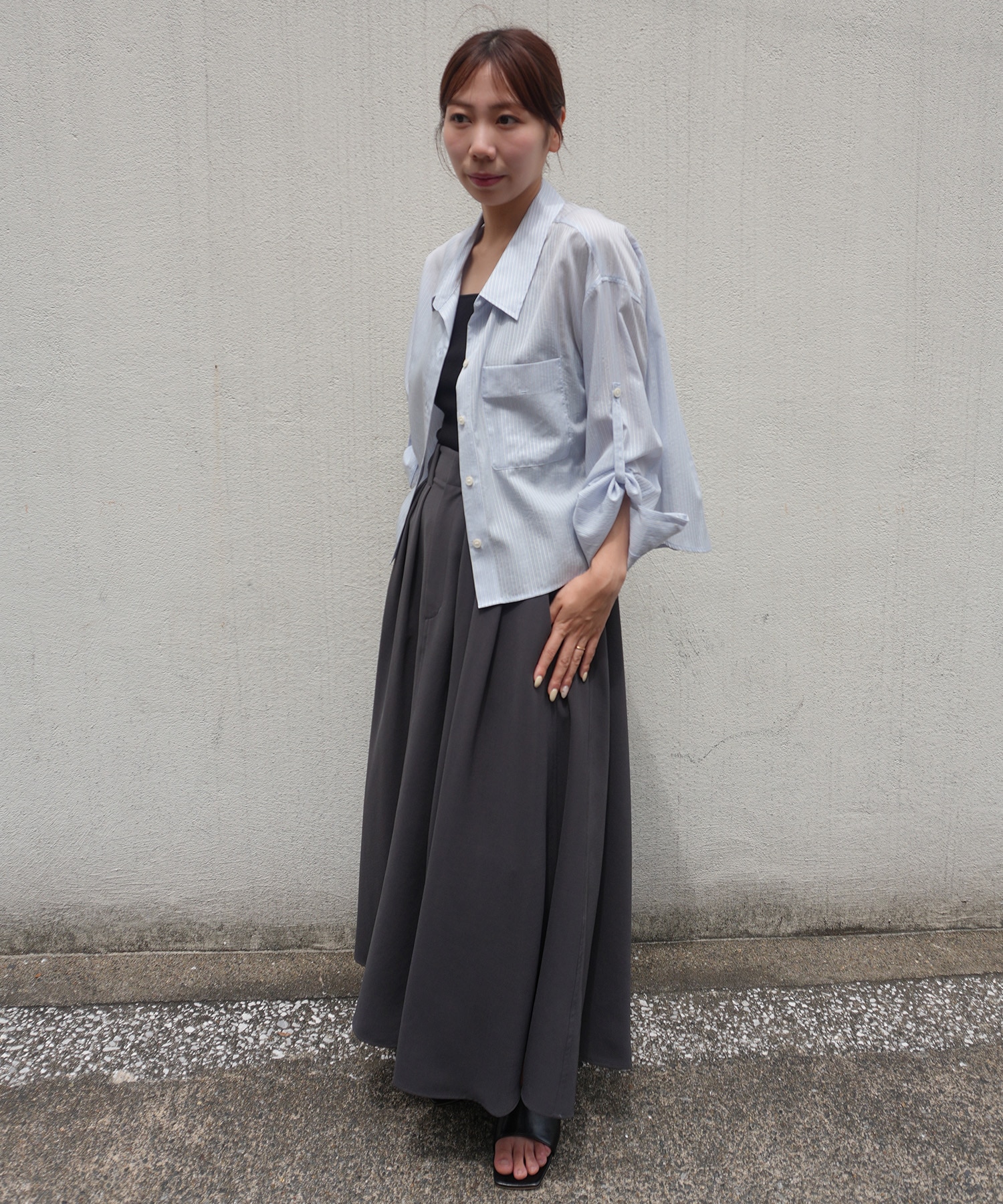2wayスリーブシアーシャツ