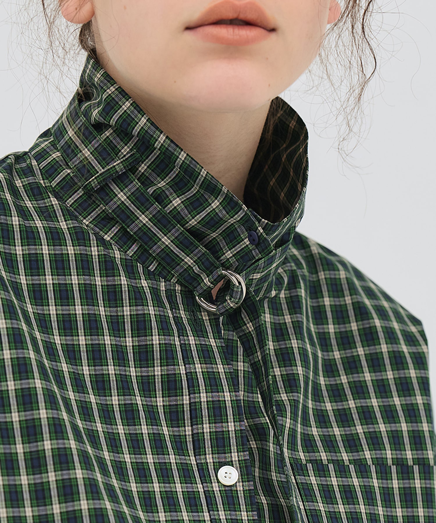 ミニチェックスタンドカラーシャツ