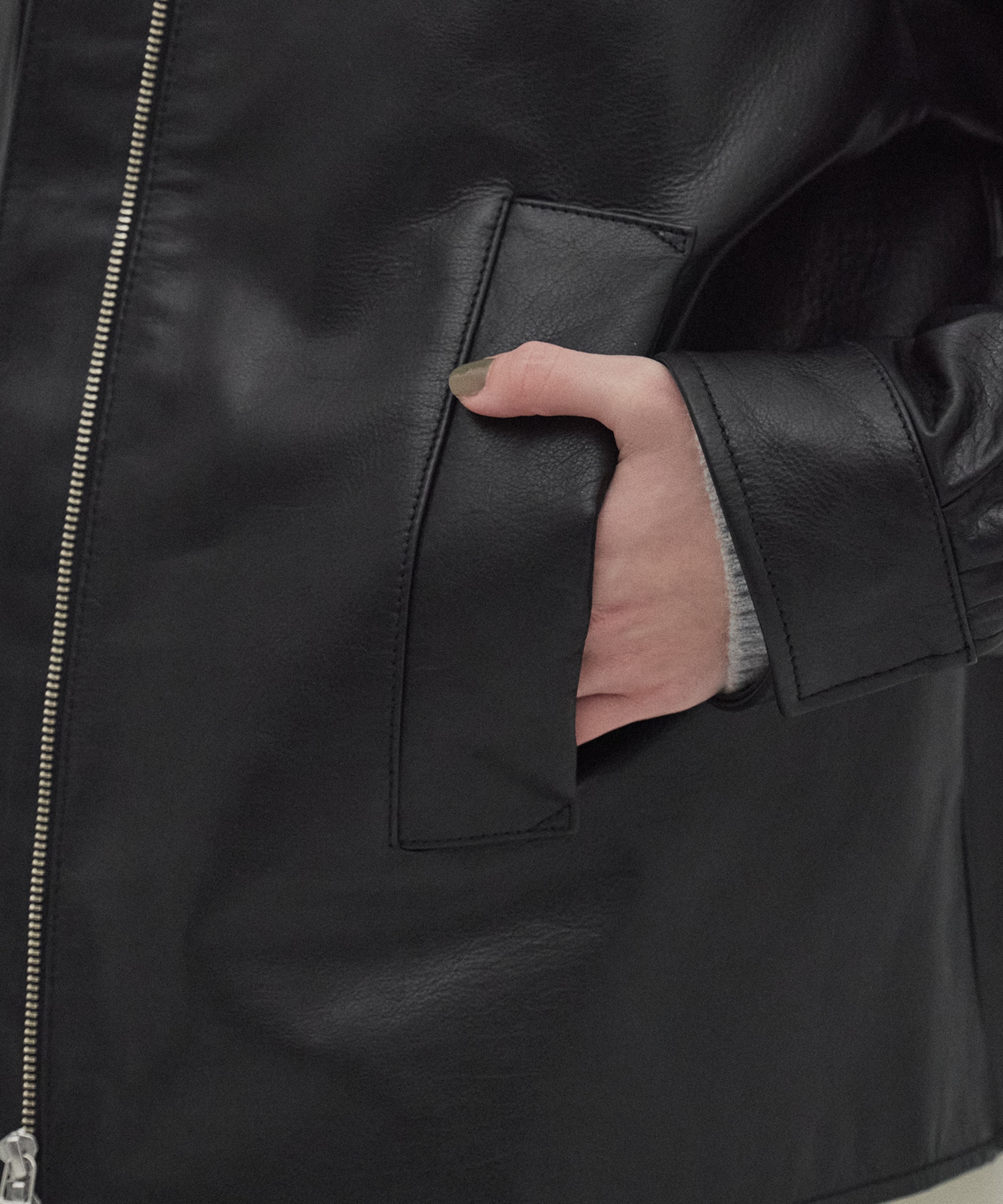 カーフレザーボクシージャケット