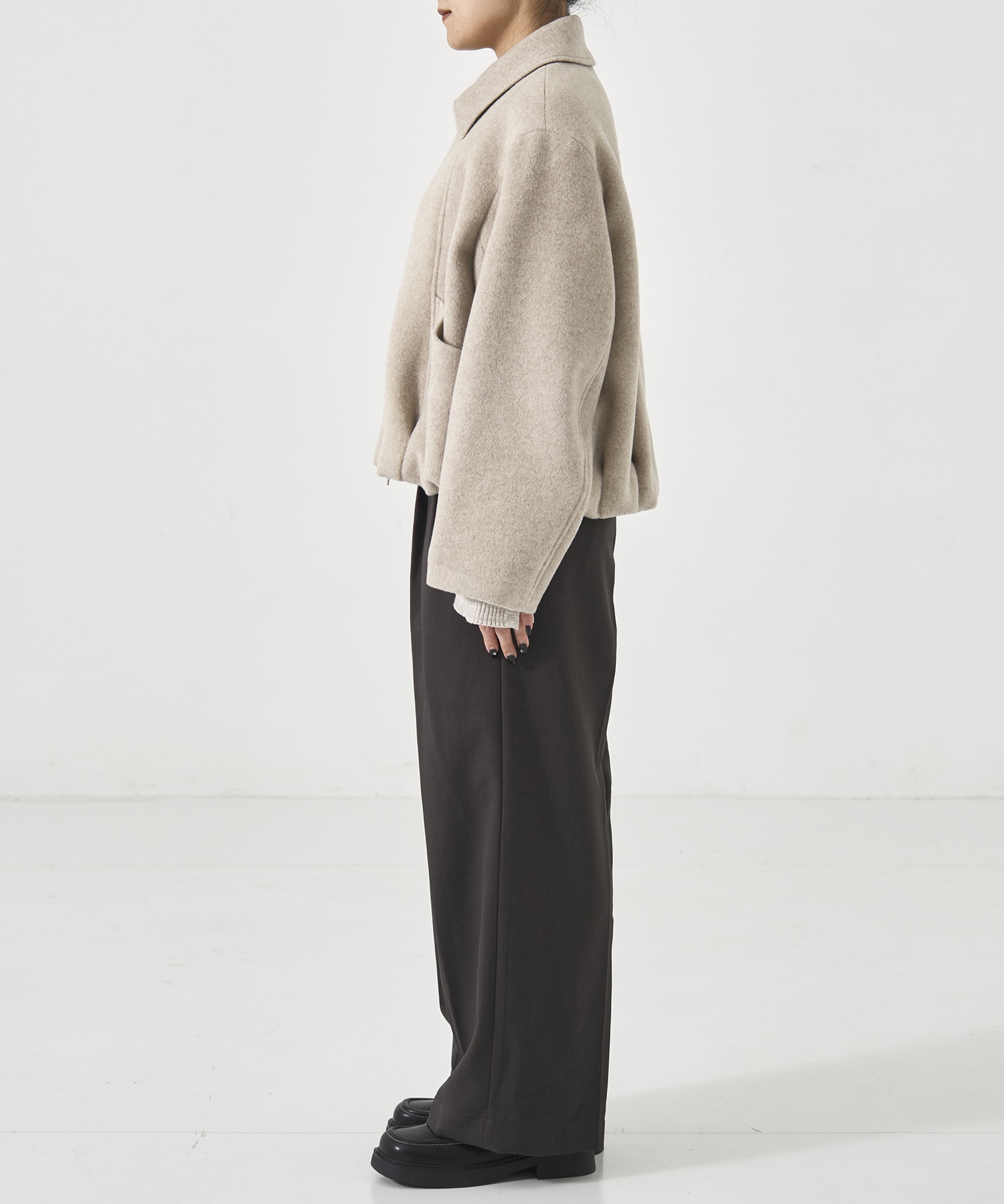 【再入荷】ウールジップタックショートコート