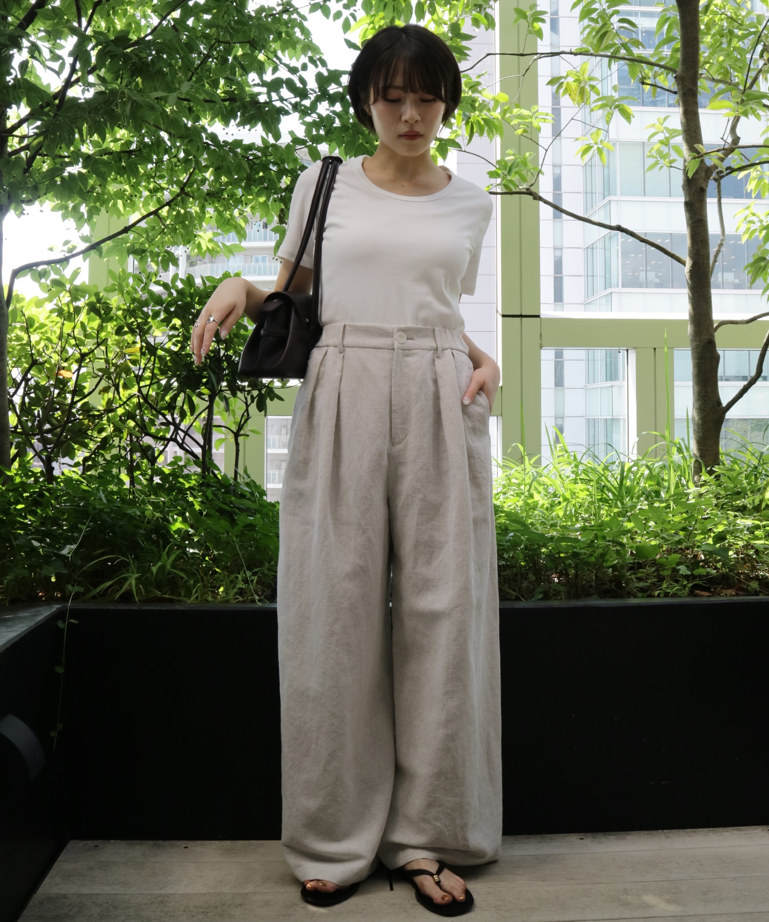 再入荷】コットンリネンコクーンワイドパンツ(1 IVORY): : ウィメンズ