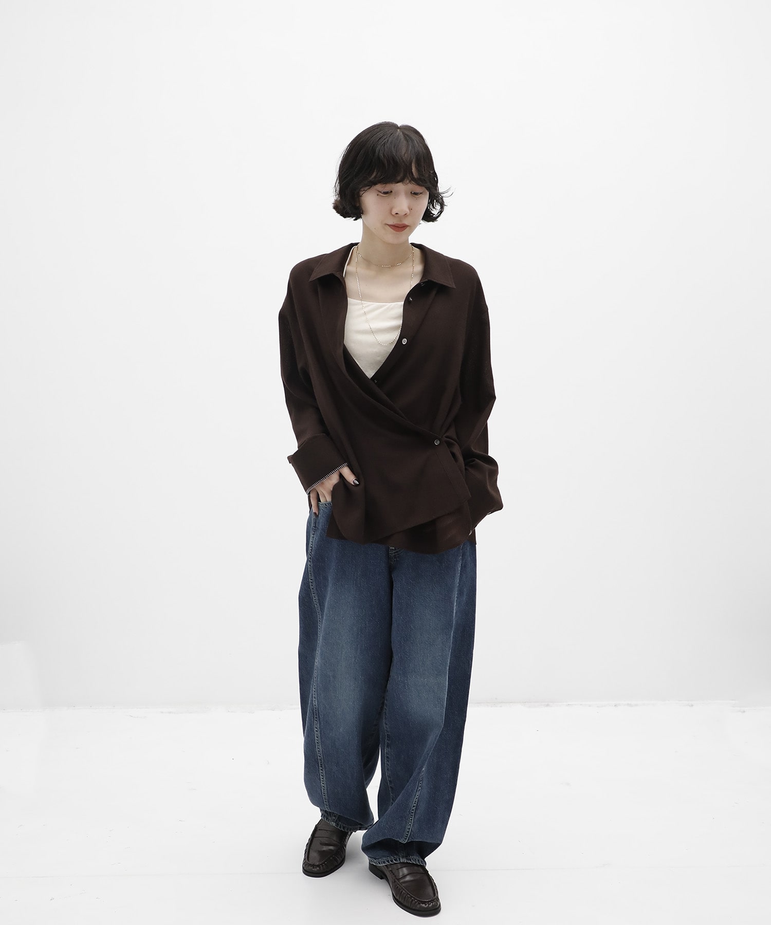 ウールガーゼカシュクールシャツ