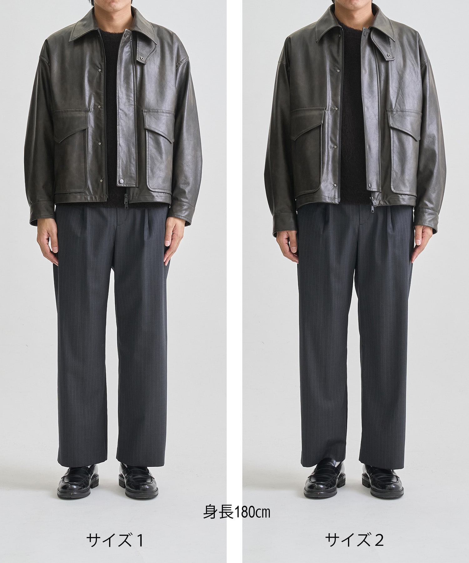 ヴィンテージフェイクレザーブルゾン