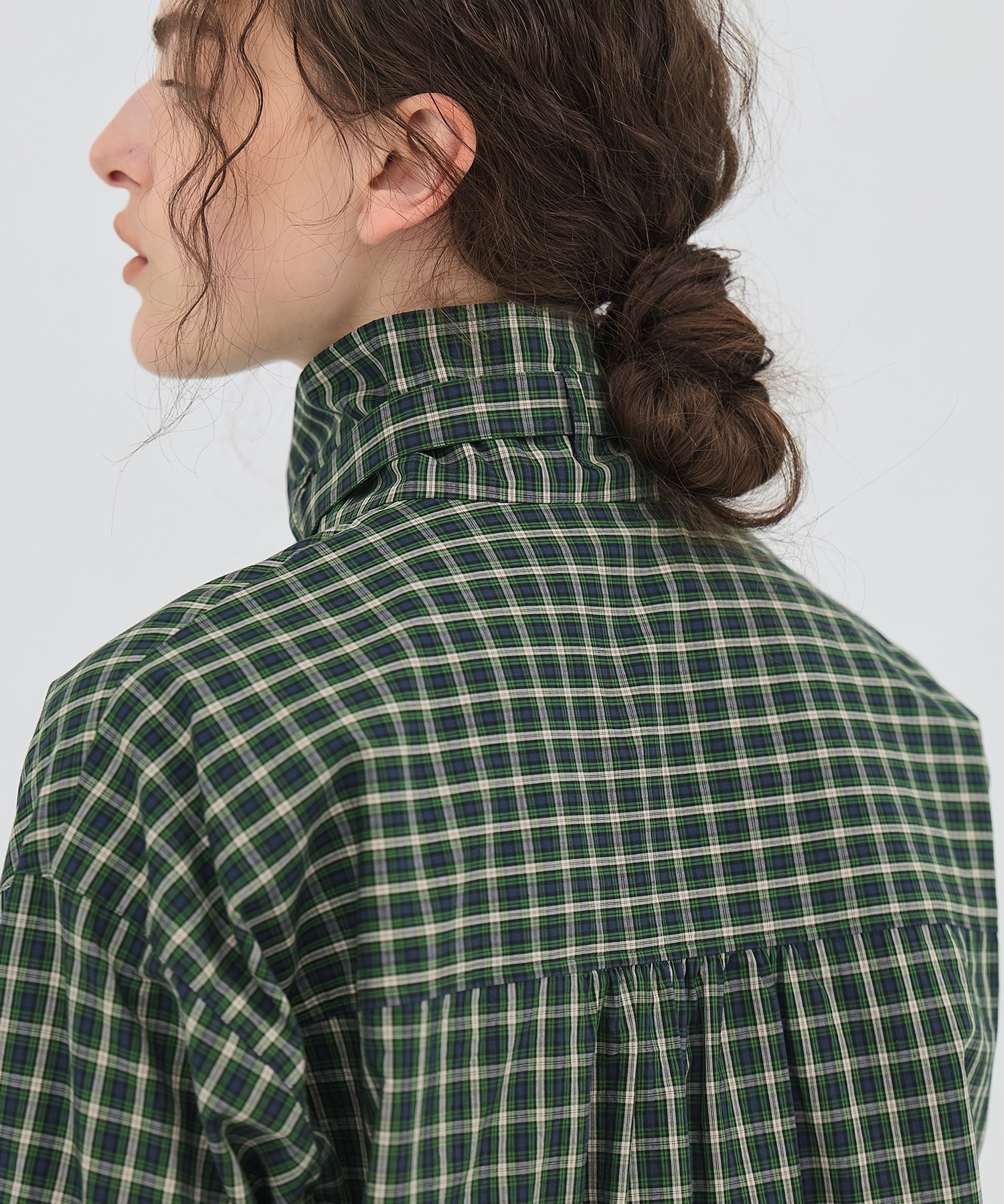 ミニチェックスタンドカラーシャツ