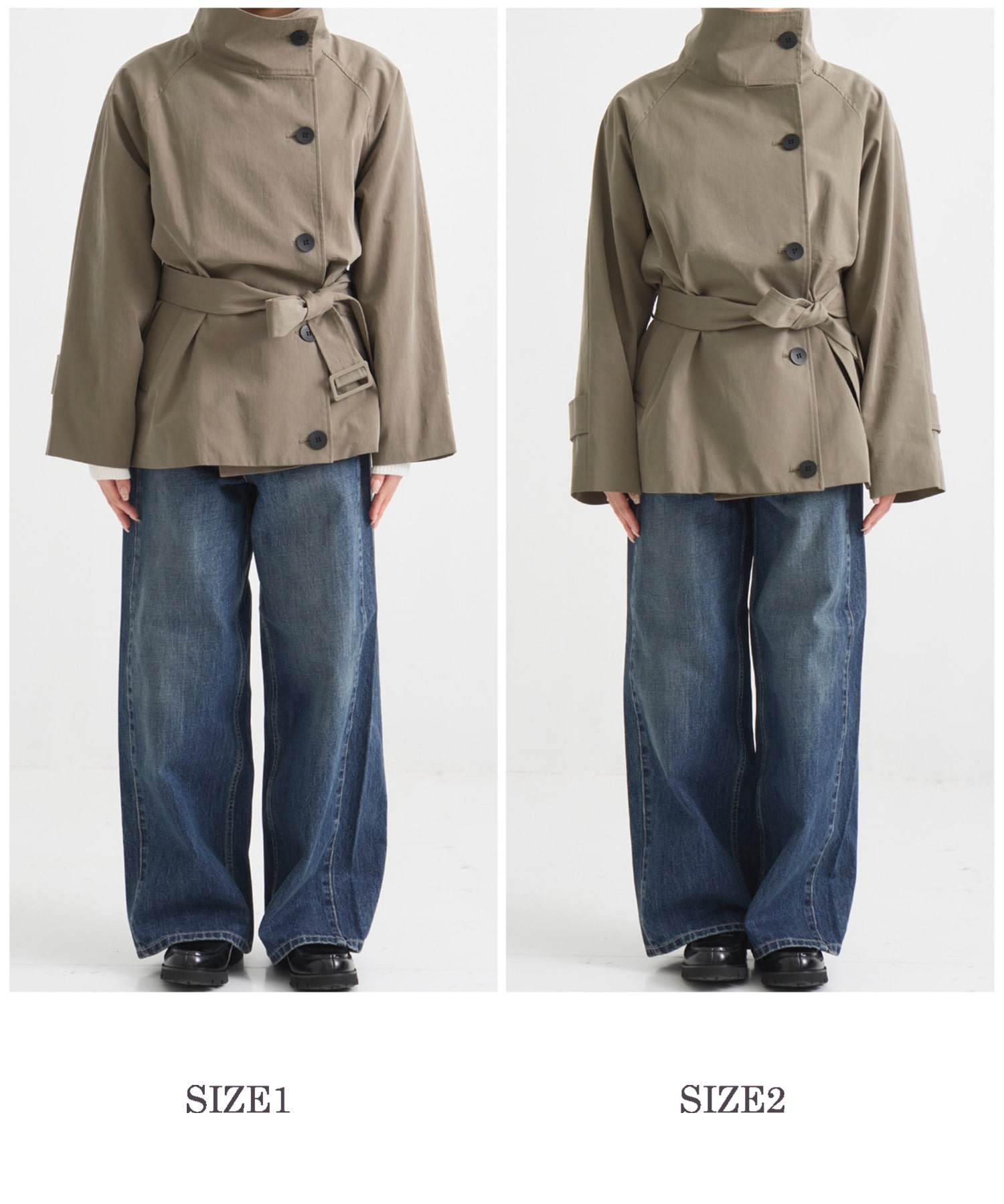 ファンネルネックショートトレンチコート