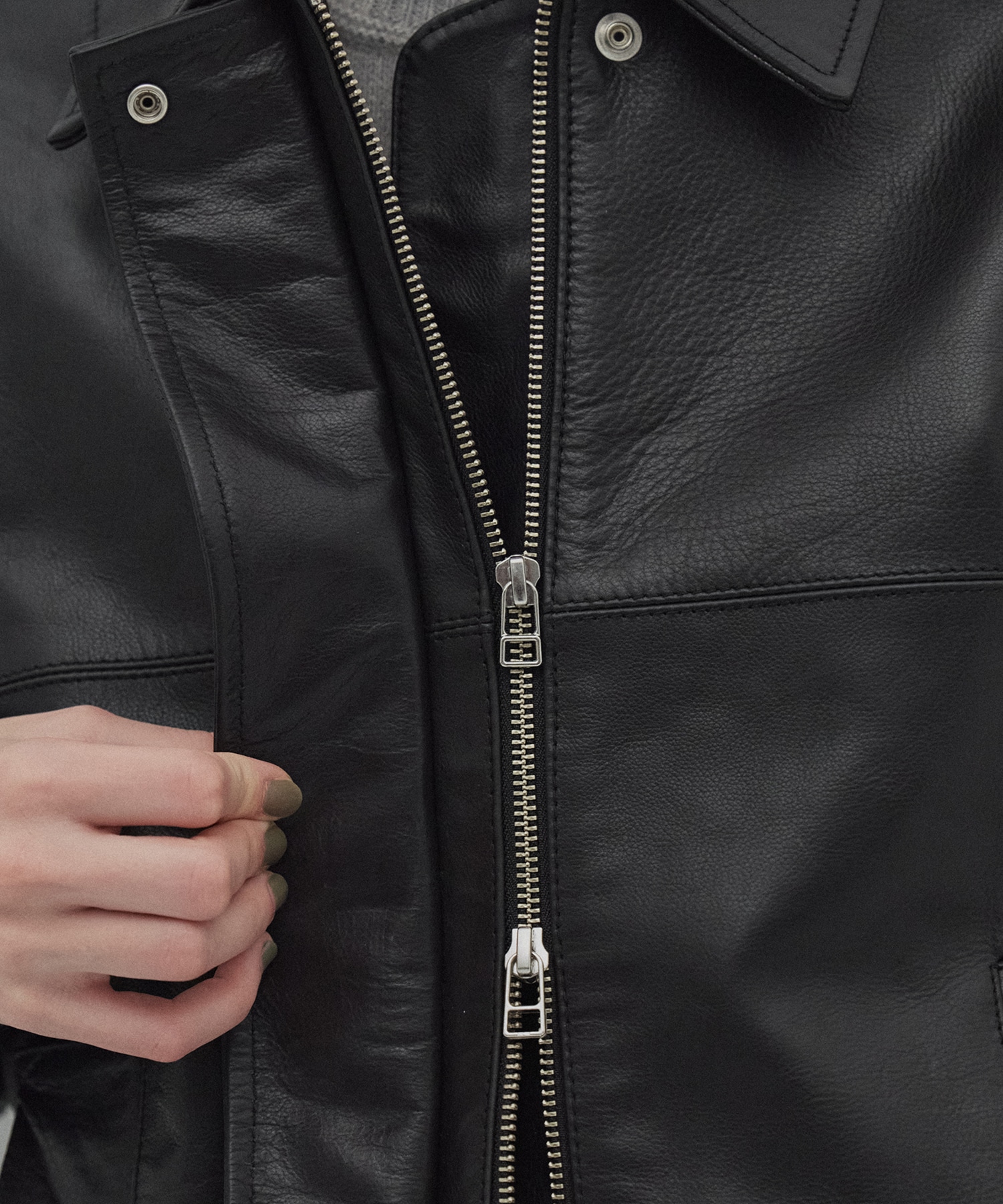 カーフレザーボクシージャケット