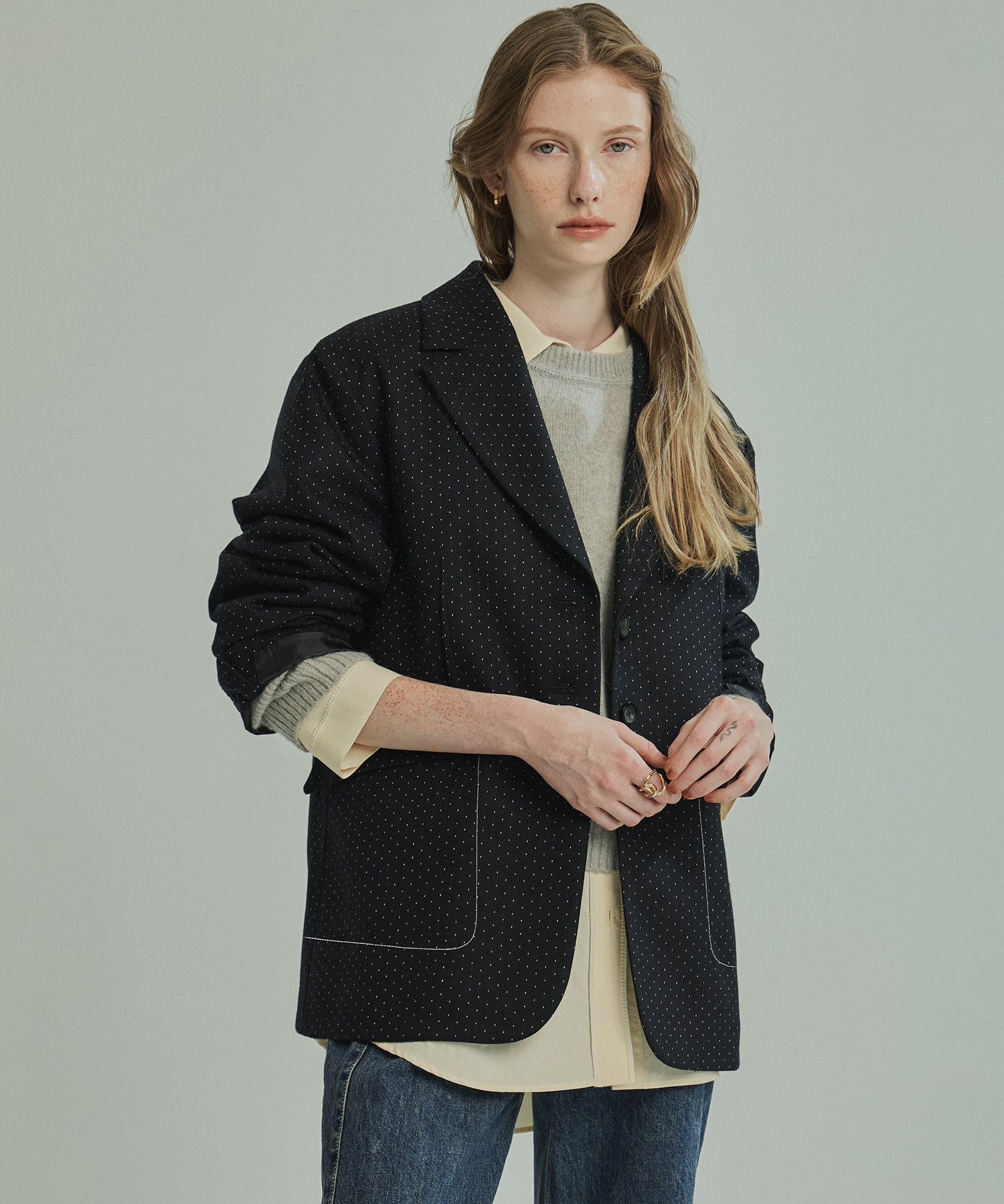 ダブルクロスノッチドラペルジャケット