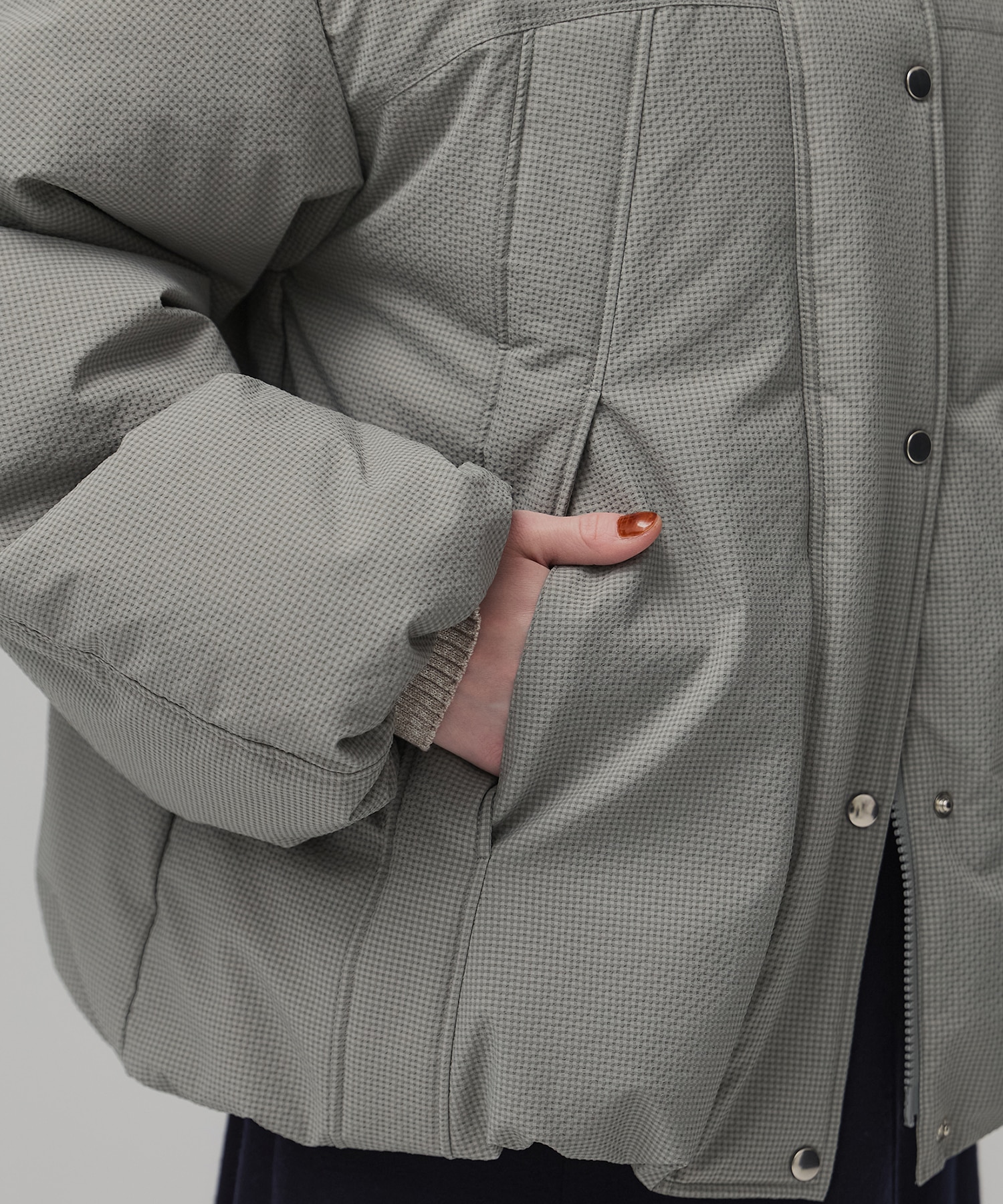 チェックモンスターダウンコート