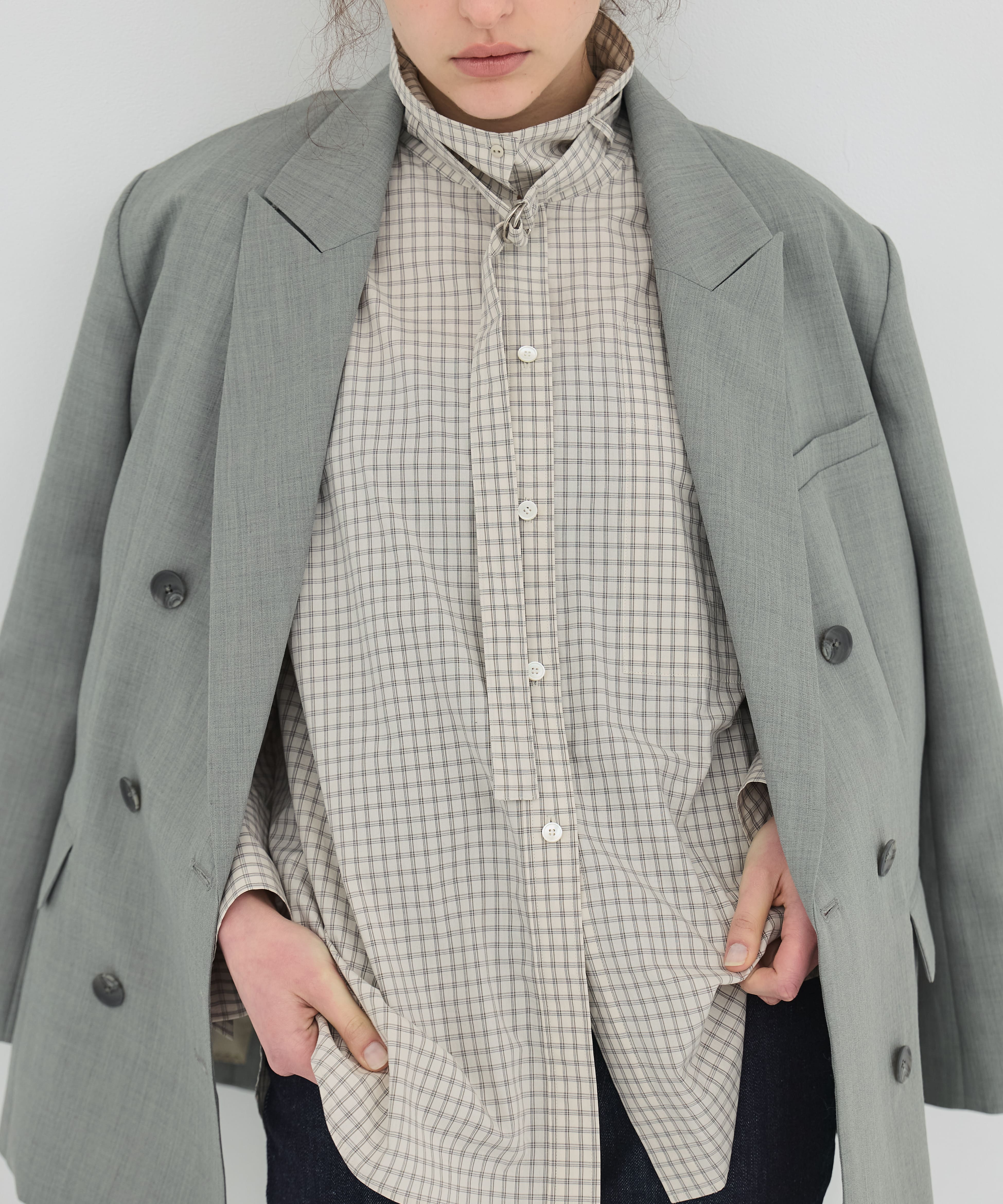 ミニチェックスタンドカラーシャツ