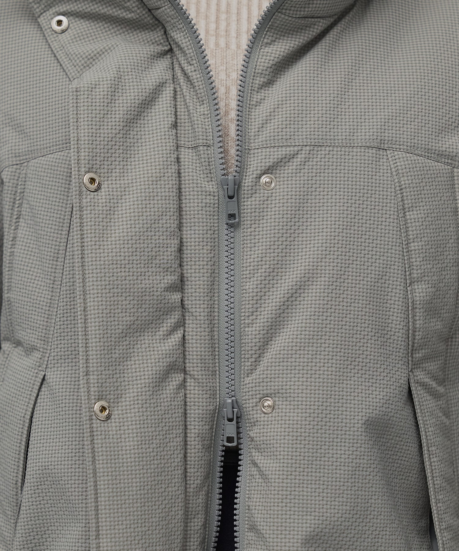 チェックモンスターダウンコート