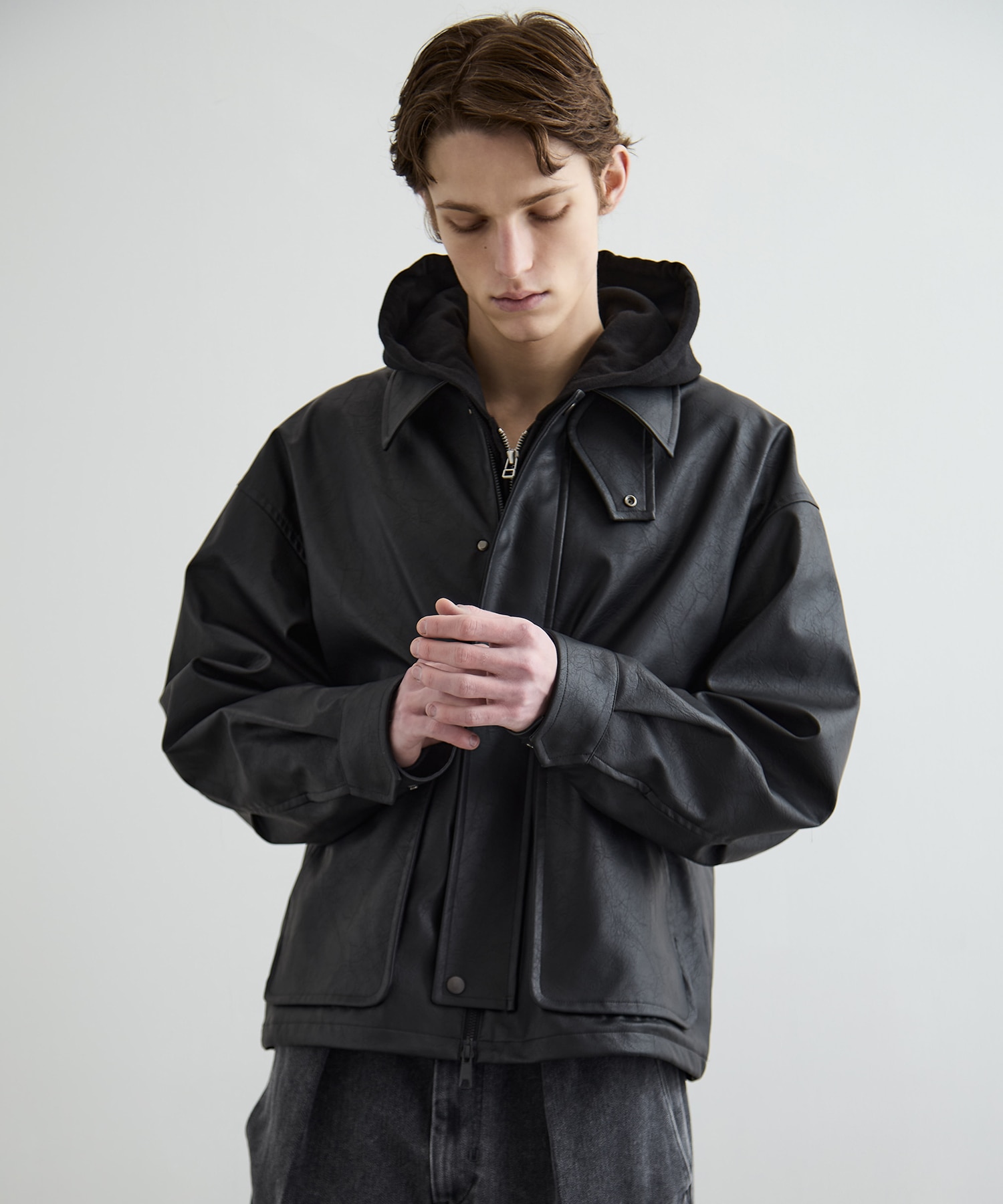 PUBLIC TOKYOビンテージフェイクレザーブルゾン ヴィンテージフェイクレザーブルゾン(1 BLACK): : メンズ｜PUBLIC