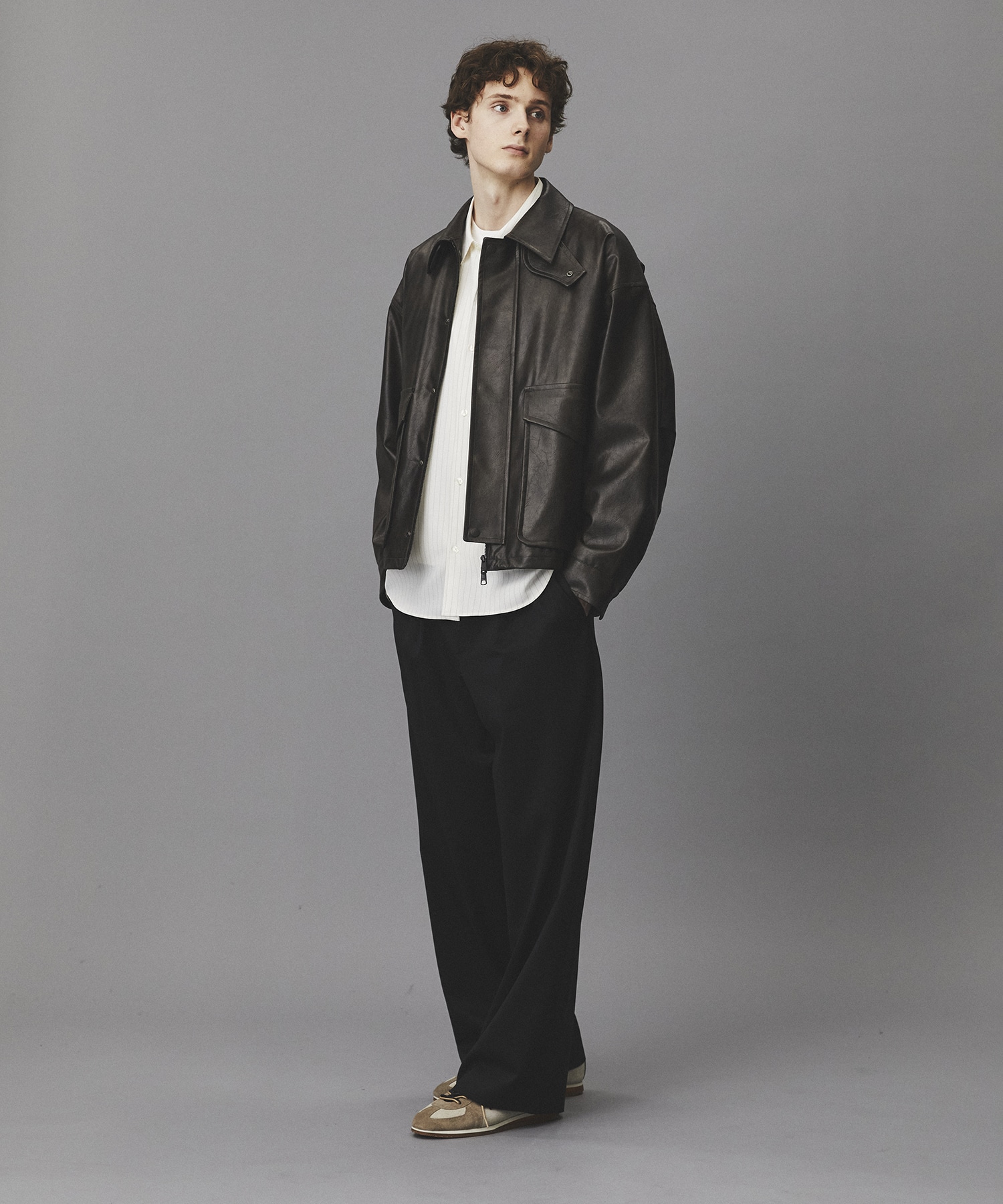 ヴィンテージフェイクレザーブルゾン