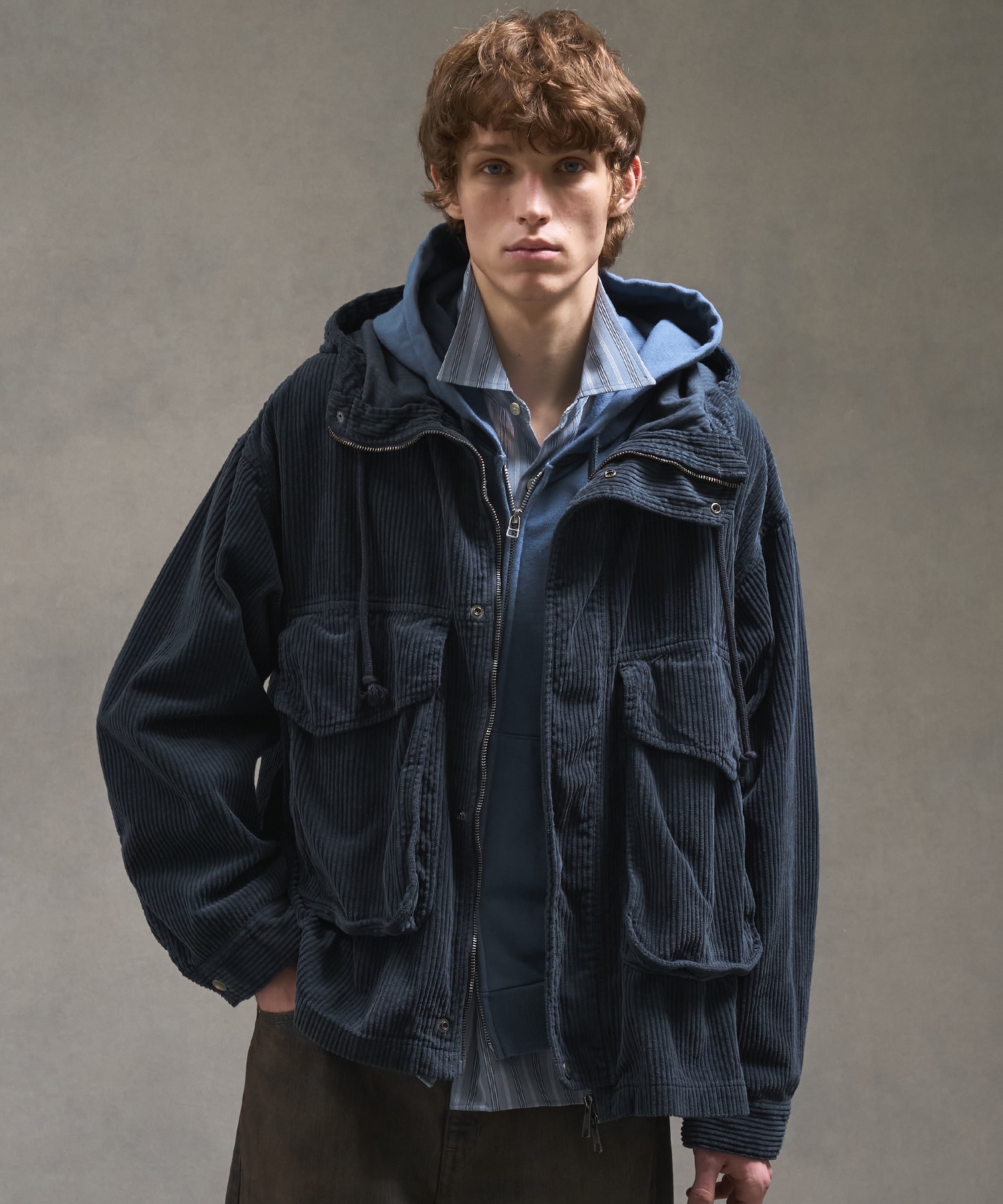 ガーメントダイコーデュロイフードブルゾン