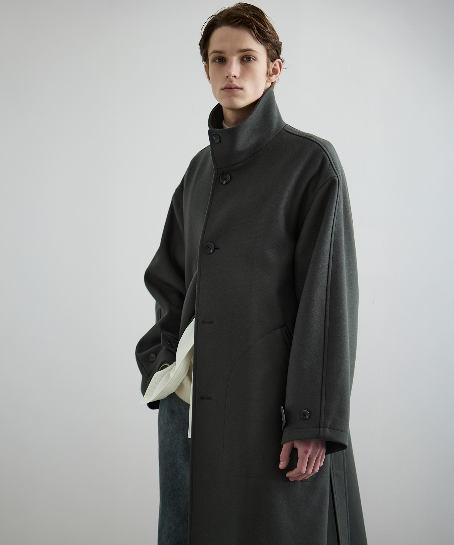 Super140sメルトンスタンドコート