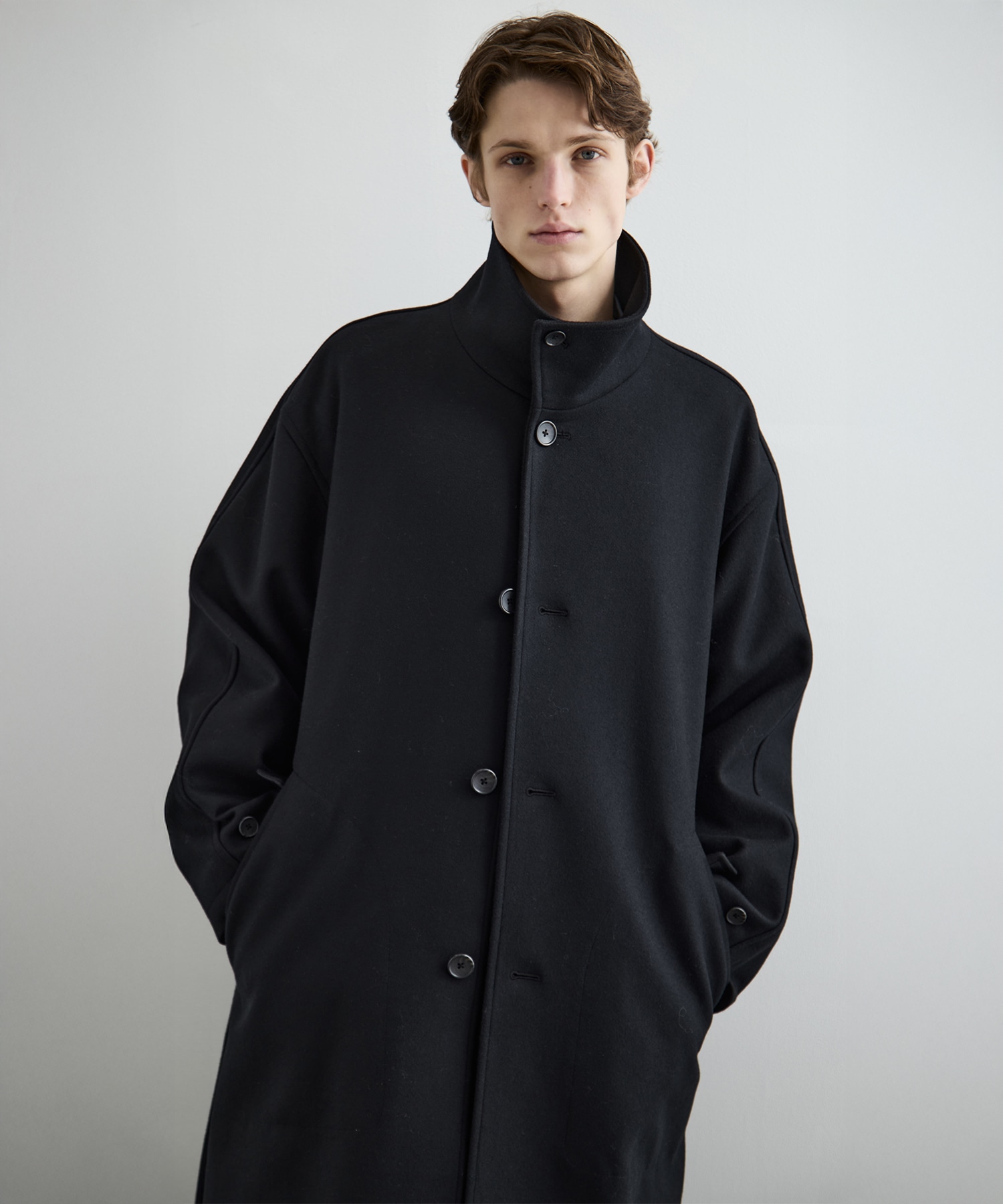 Super140sメルトンスタンドコート