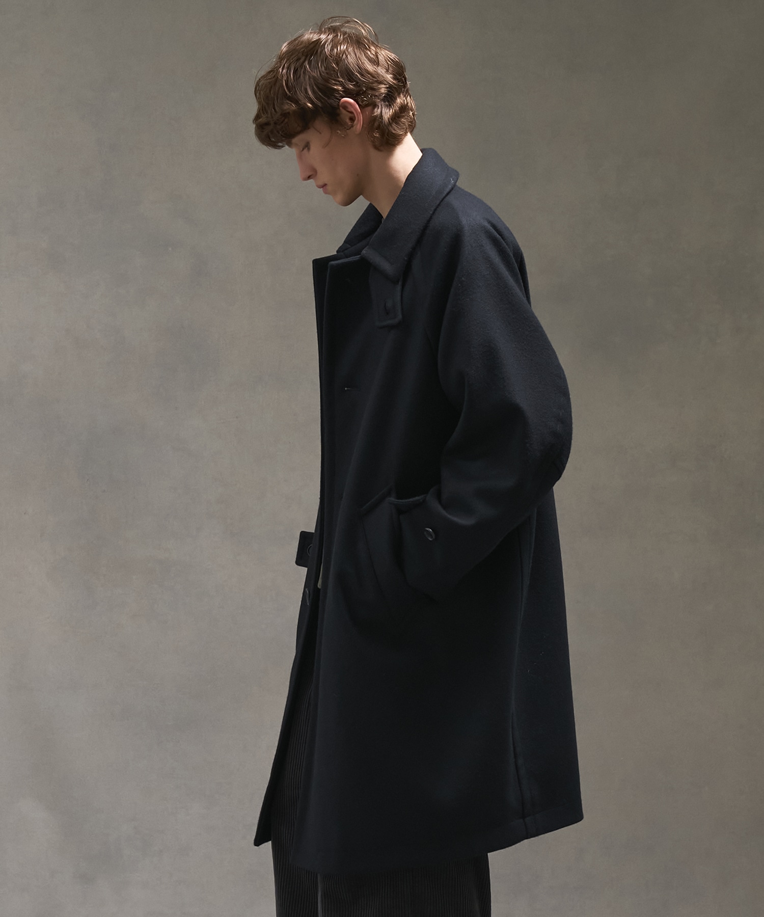 Super140s メルトンオーバーサイズバルカラーコート(1 BLACK