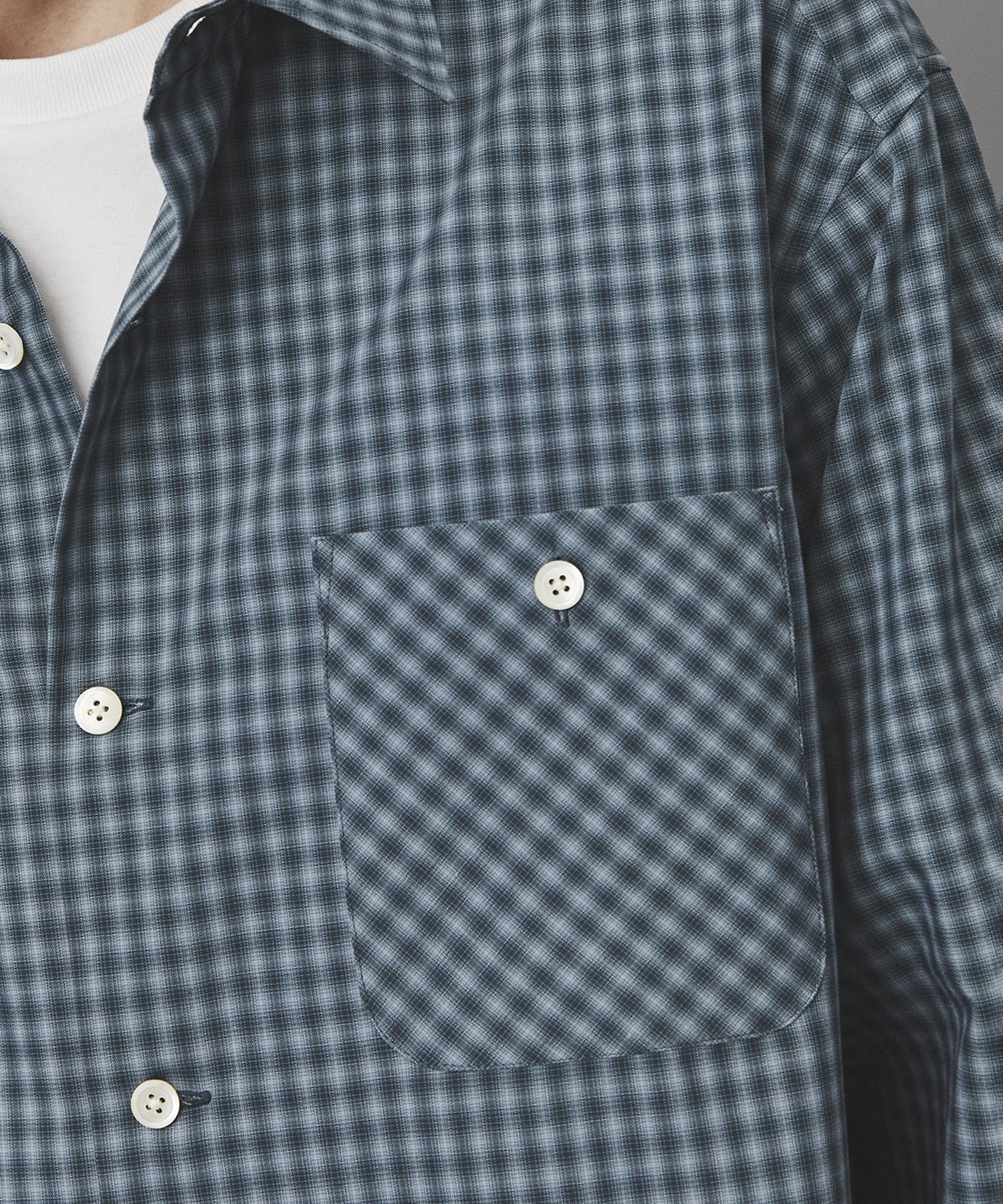 オンブレチェックレーヨンシャツ