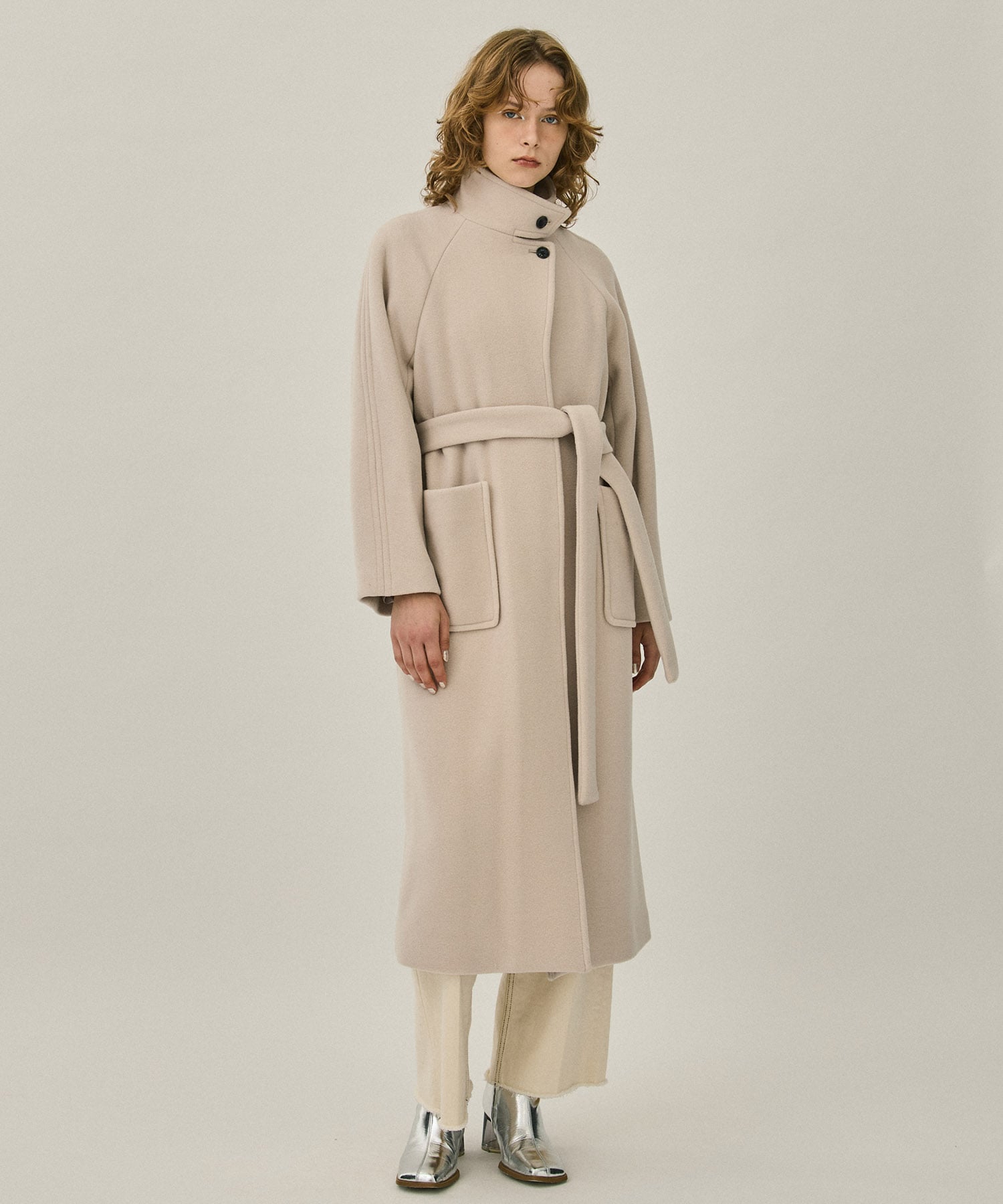 1 162551001066 COAT IVORY S140 S140ダブルベロアスタンドコート