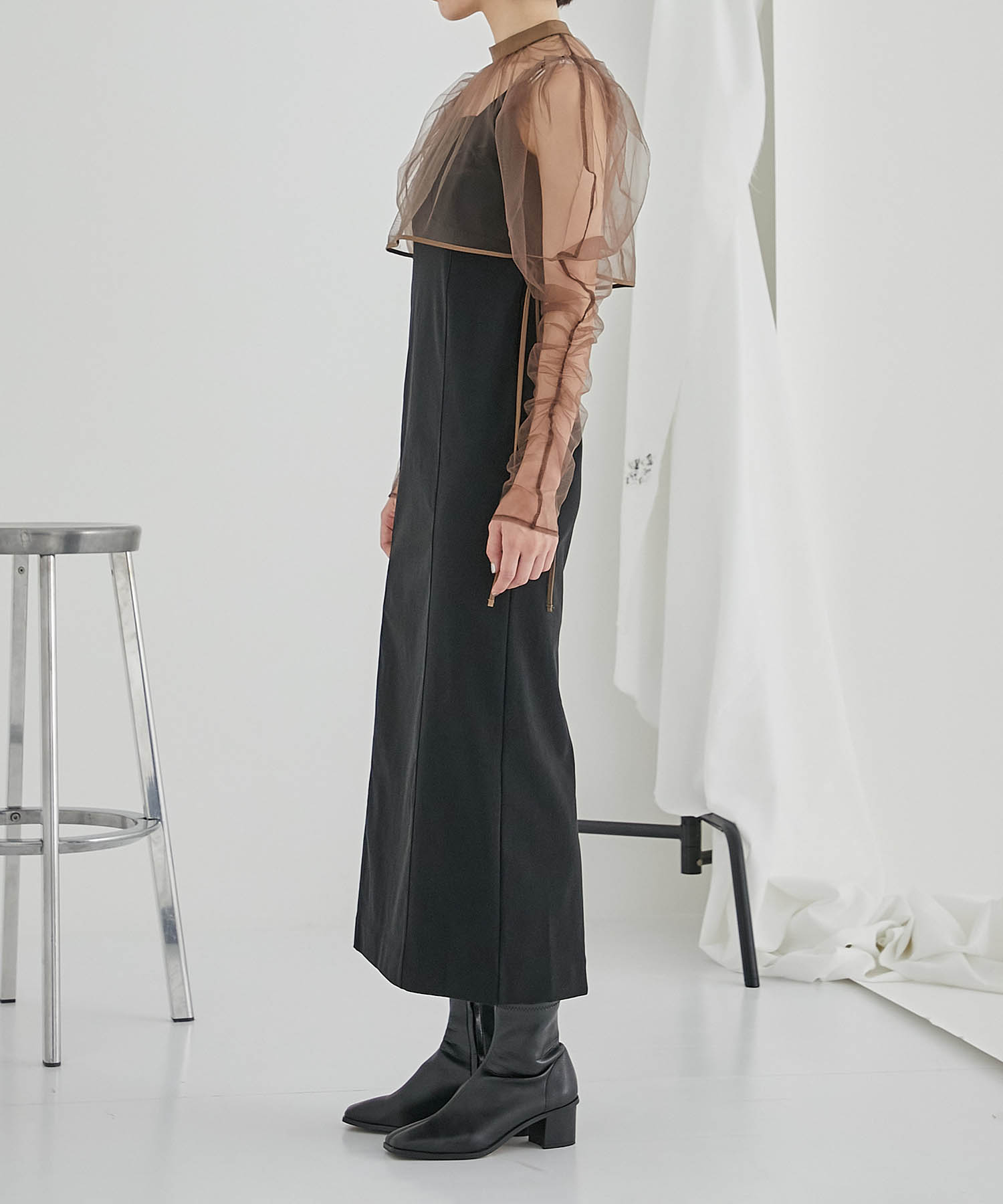 チュールレイヤードストレッチキャミドレス