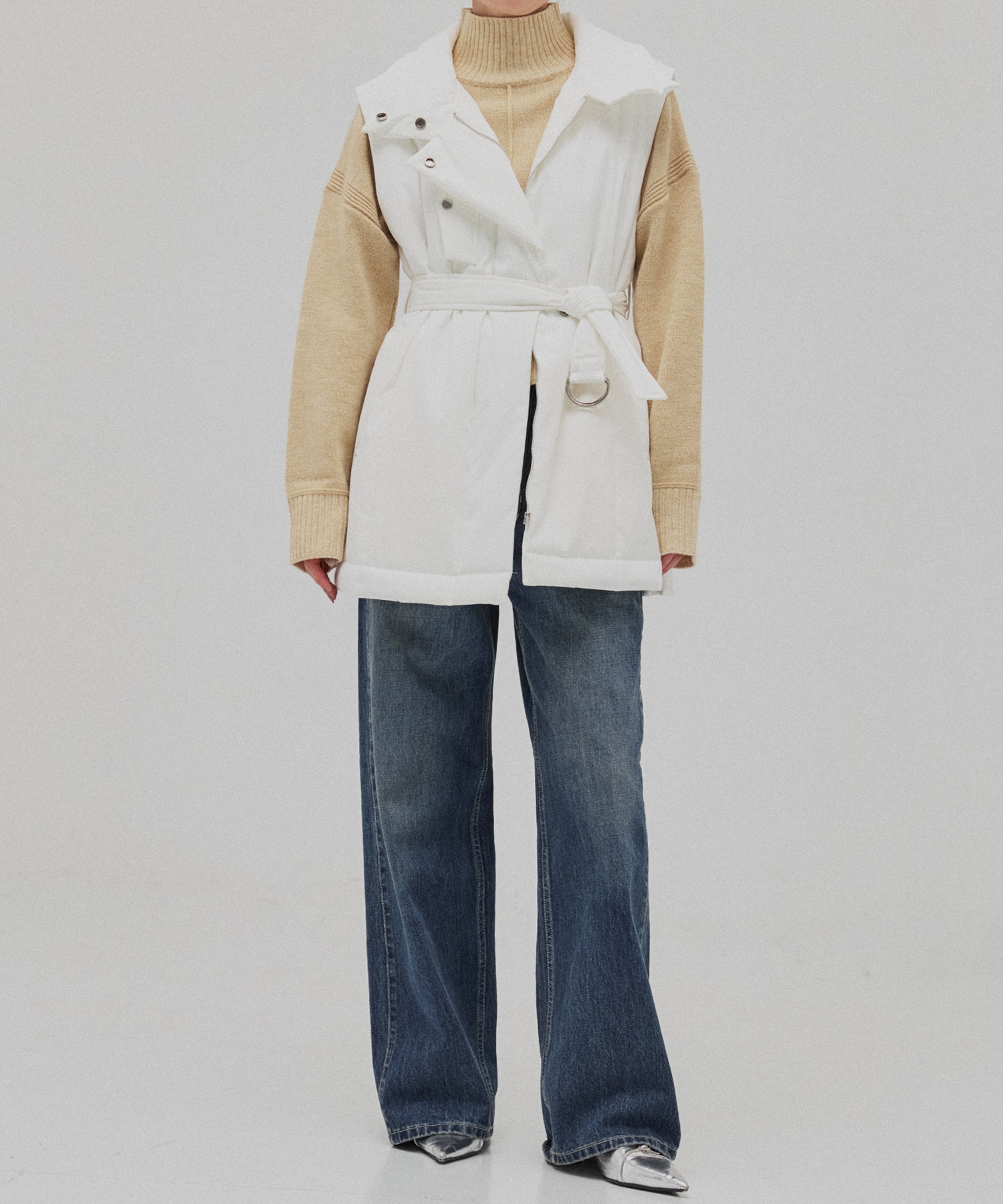 キルティングスタンドカラージレ