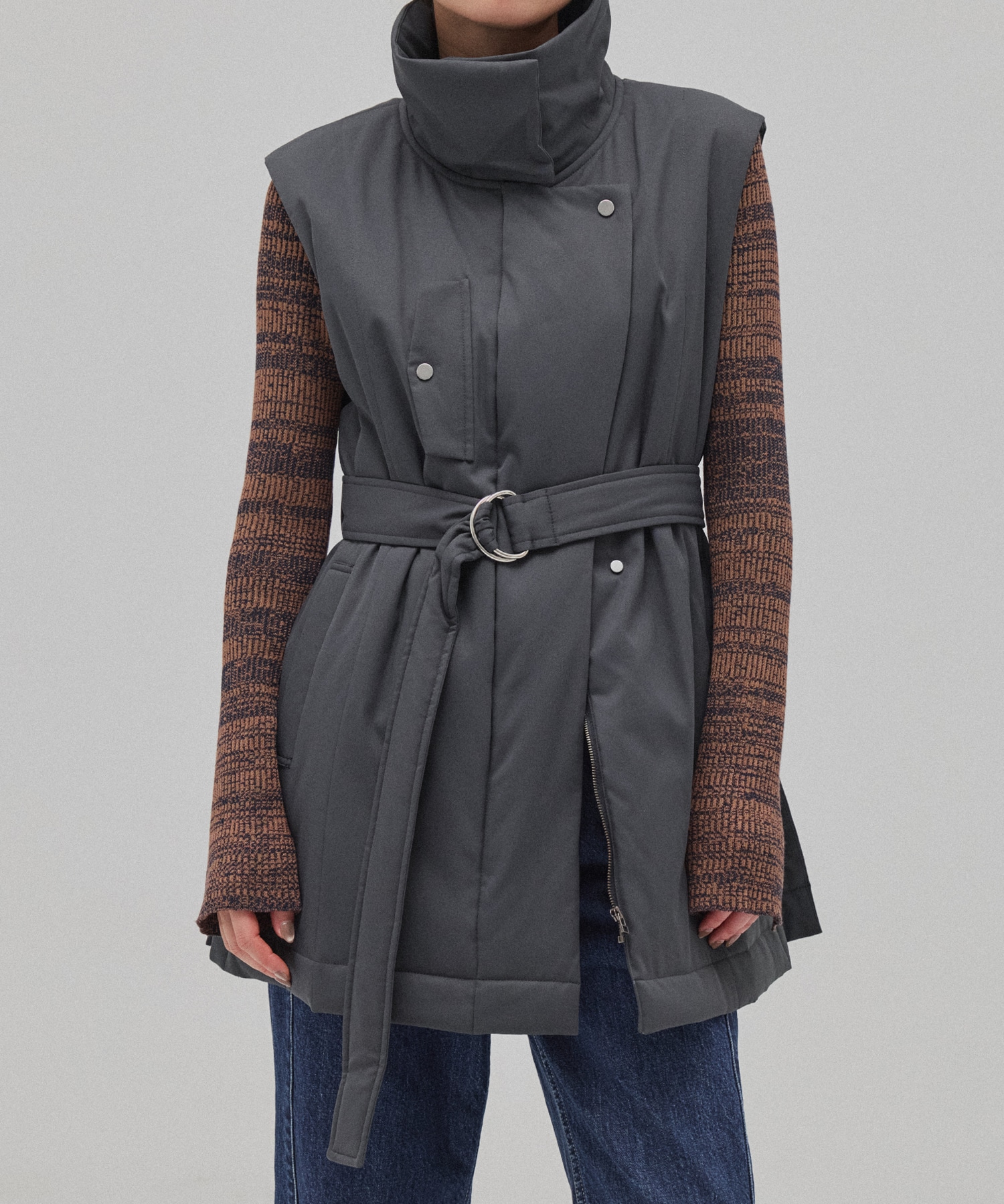 キルティングスタンドカラージレ