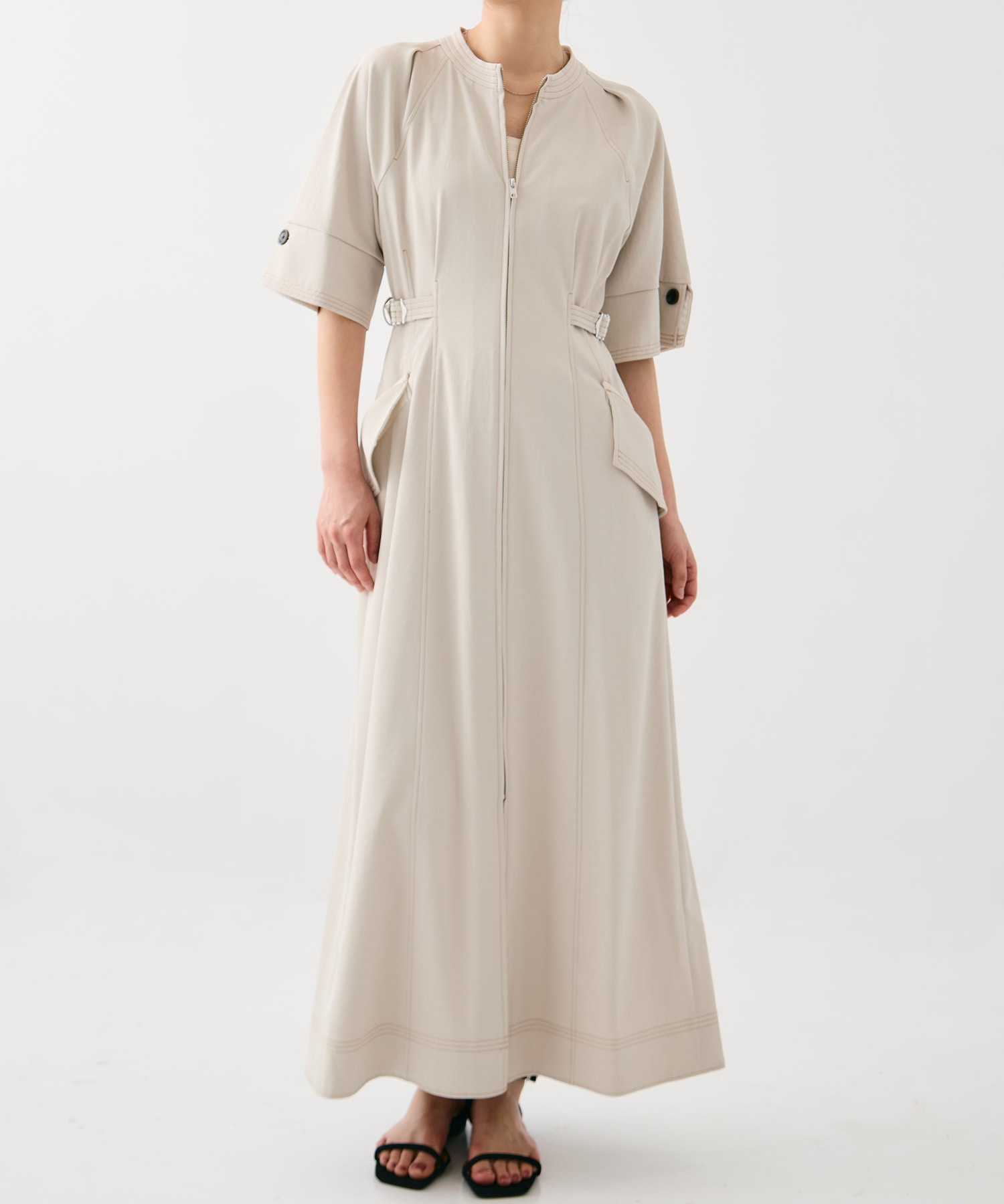 スタンドオープンシャツワンピース