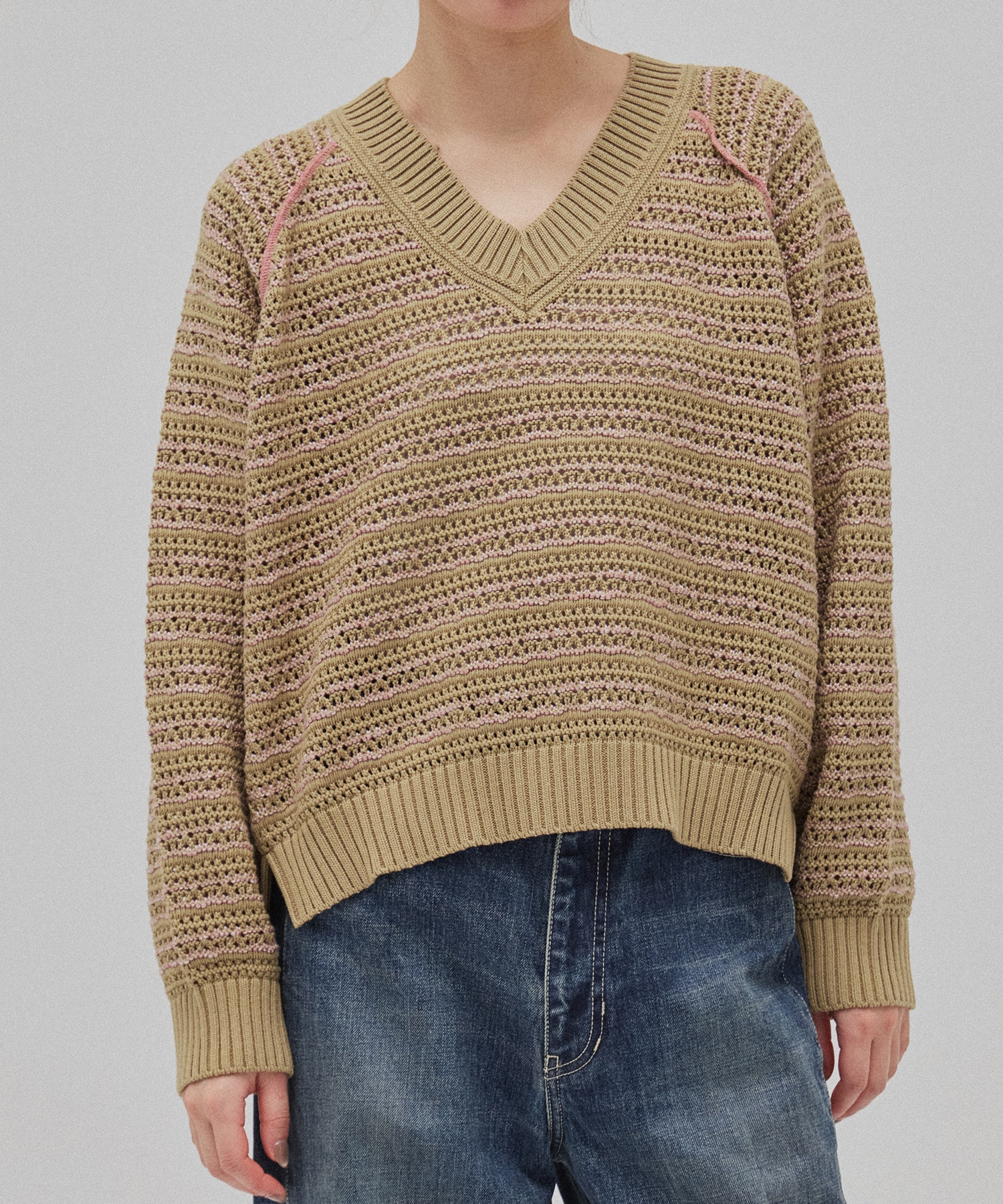 カラーミックスメッシュニット