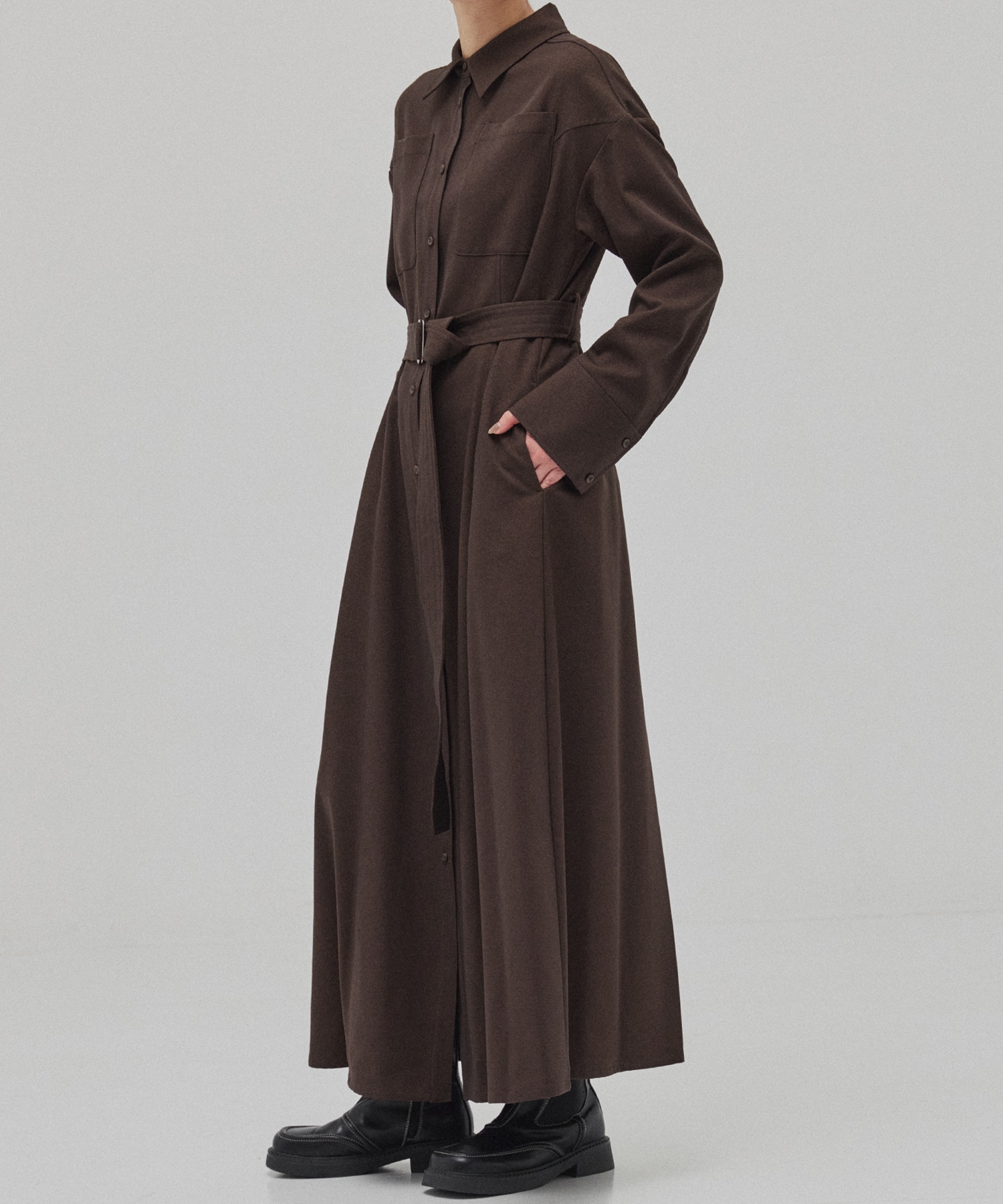 カラーステッチシャツワンピース