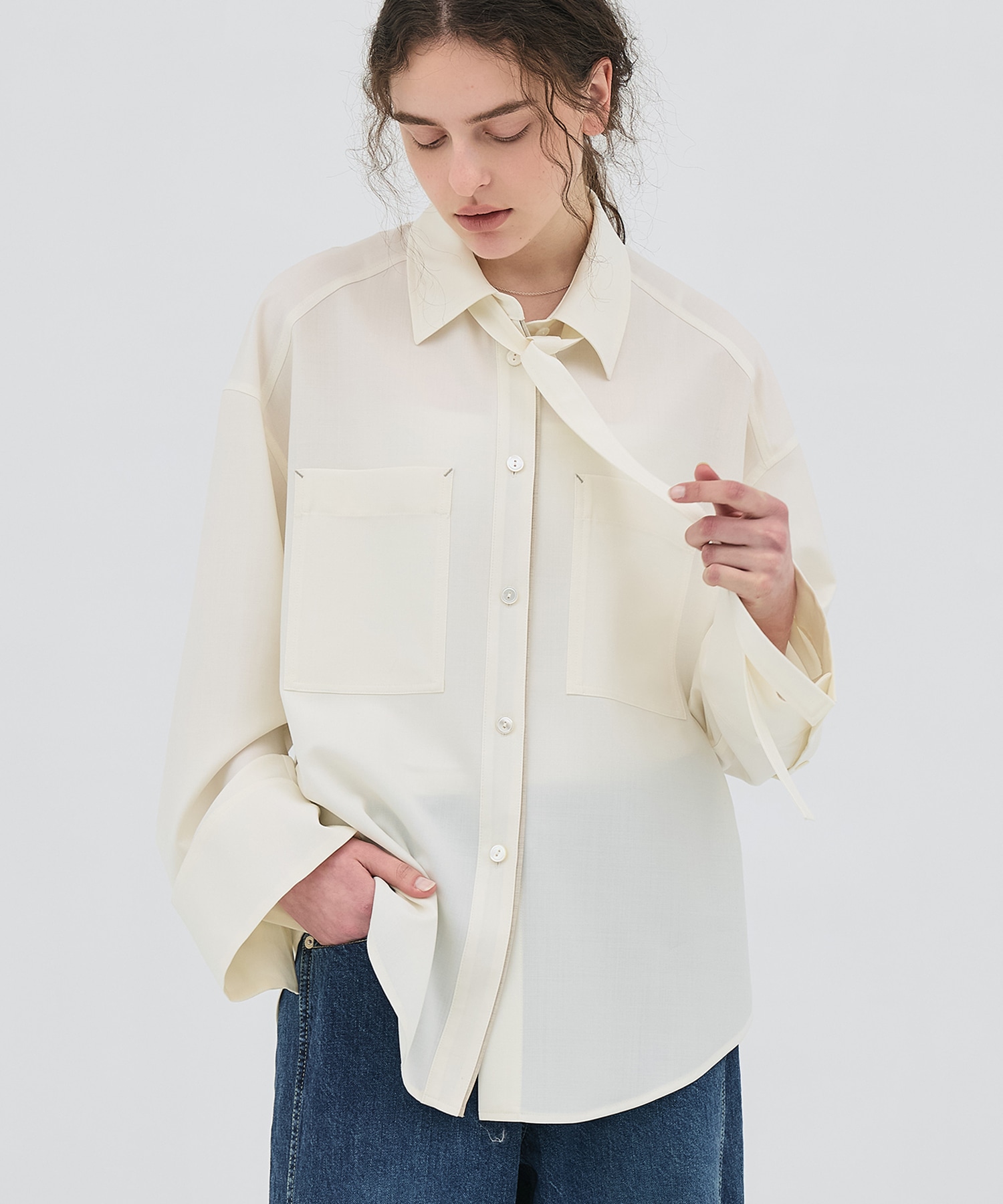 ワイドカフスボウタイシャツ