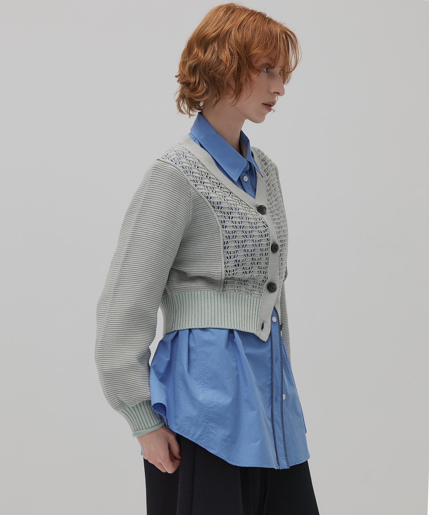 エアロVネックニットカーデ