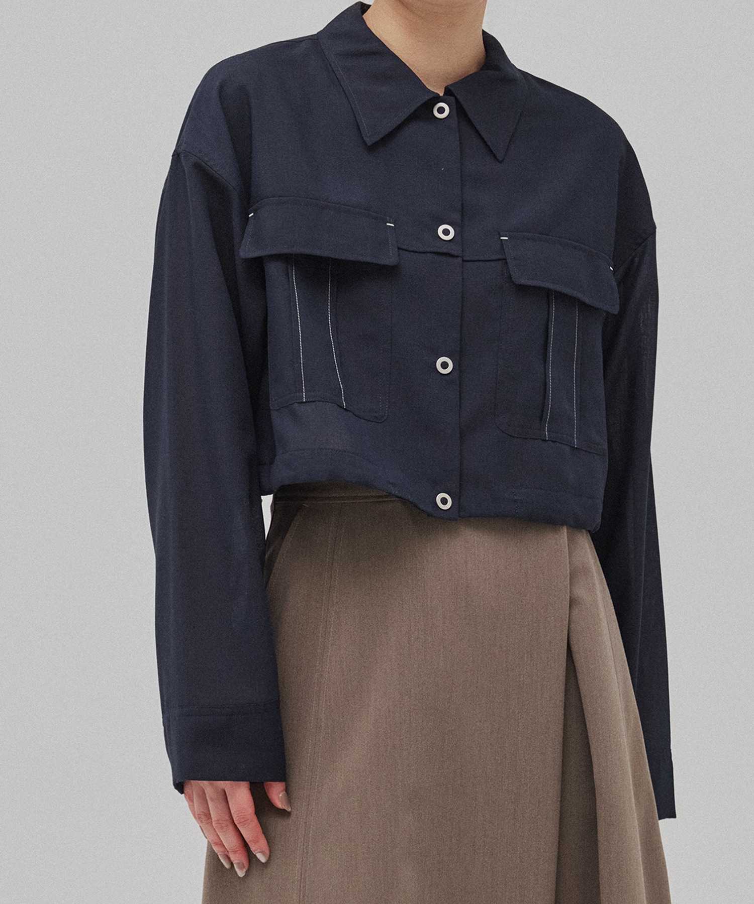 リネンブレンドライトブルゾン