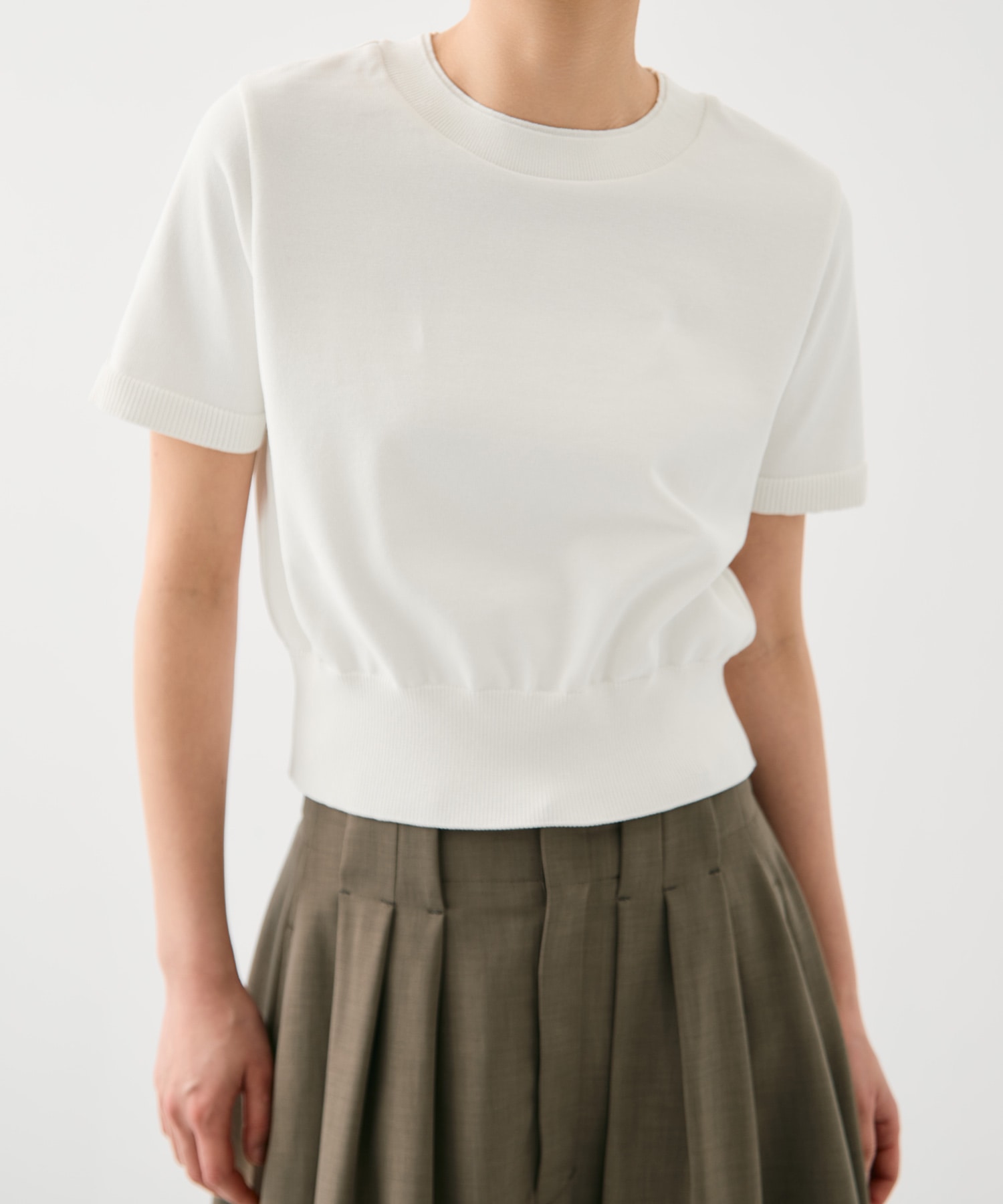 コットンハーフスリーブニット