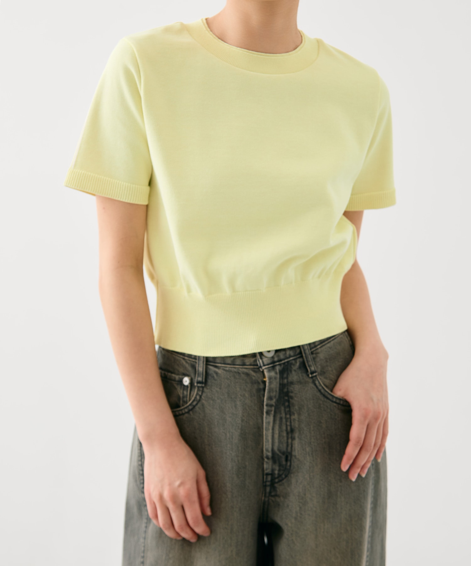 コットンハーフスリーブニット