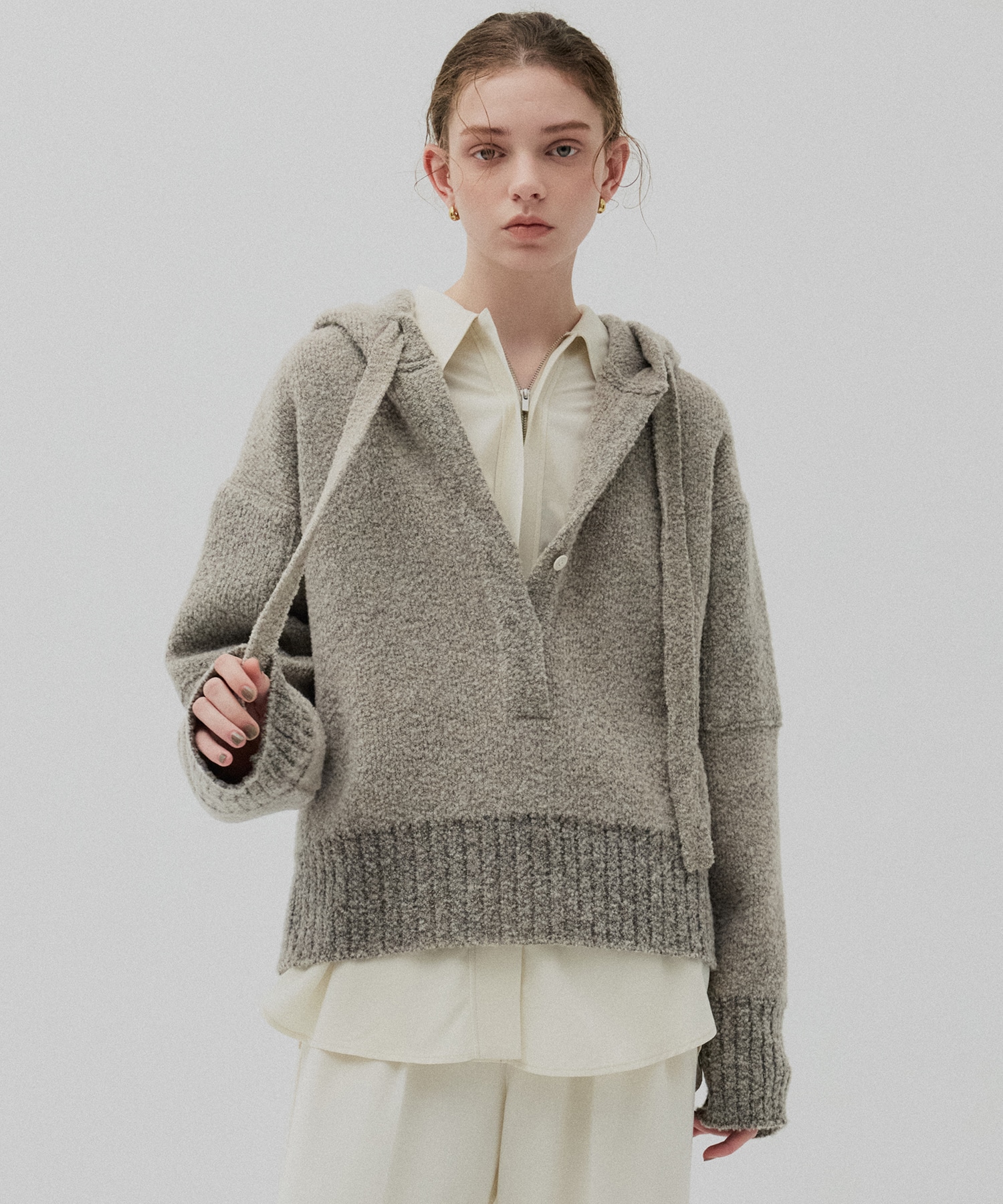 ルーズニットフーディ